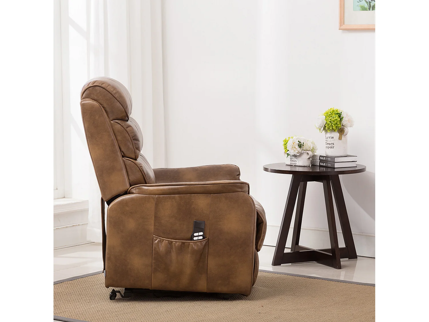 Buckingham Dual Motor Electric Rise Recliner Bonded Leather Chair
