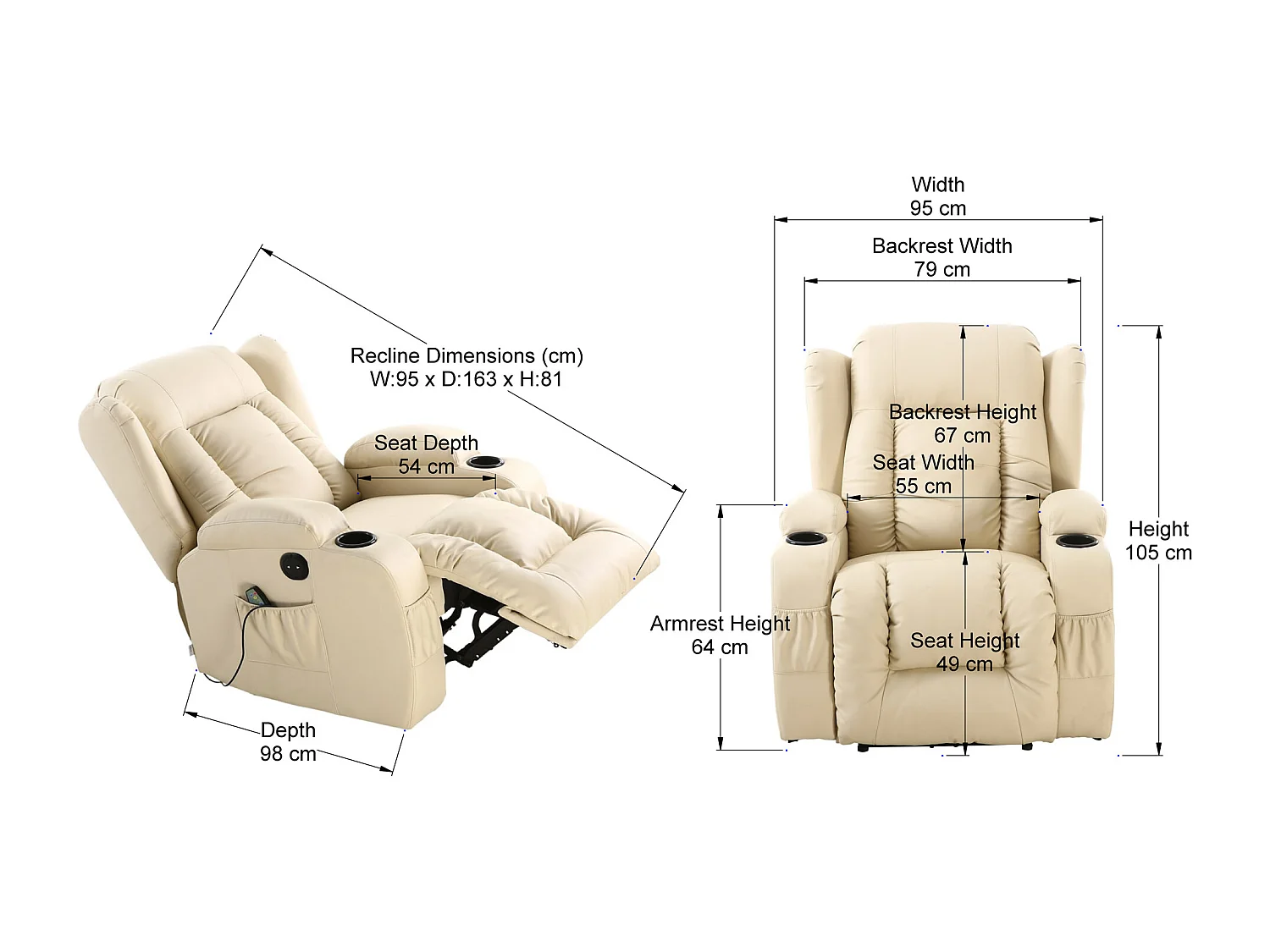 Caesar Electric Bonded Leather Automatic Recliner Heat & Massage Chair