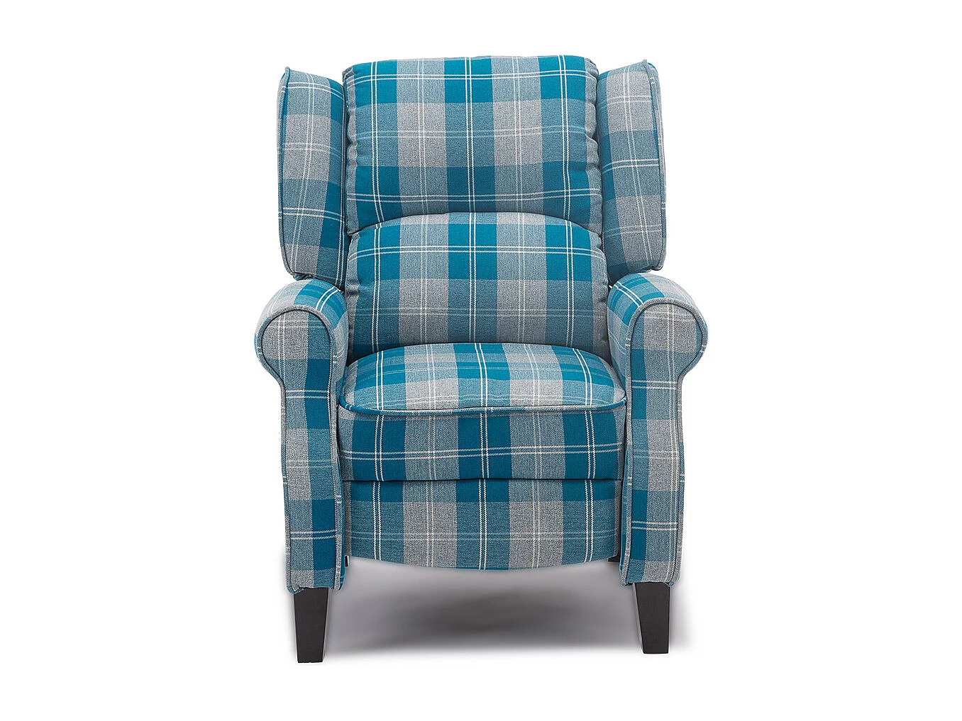Eaton Wing Back Fireside Checkered Fabric Pushback Recliner Chair