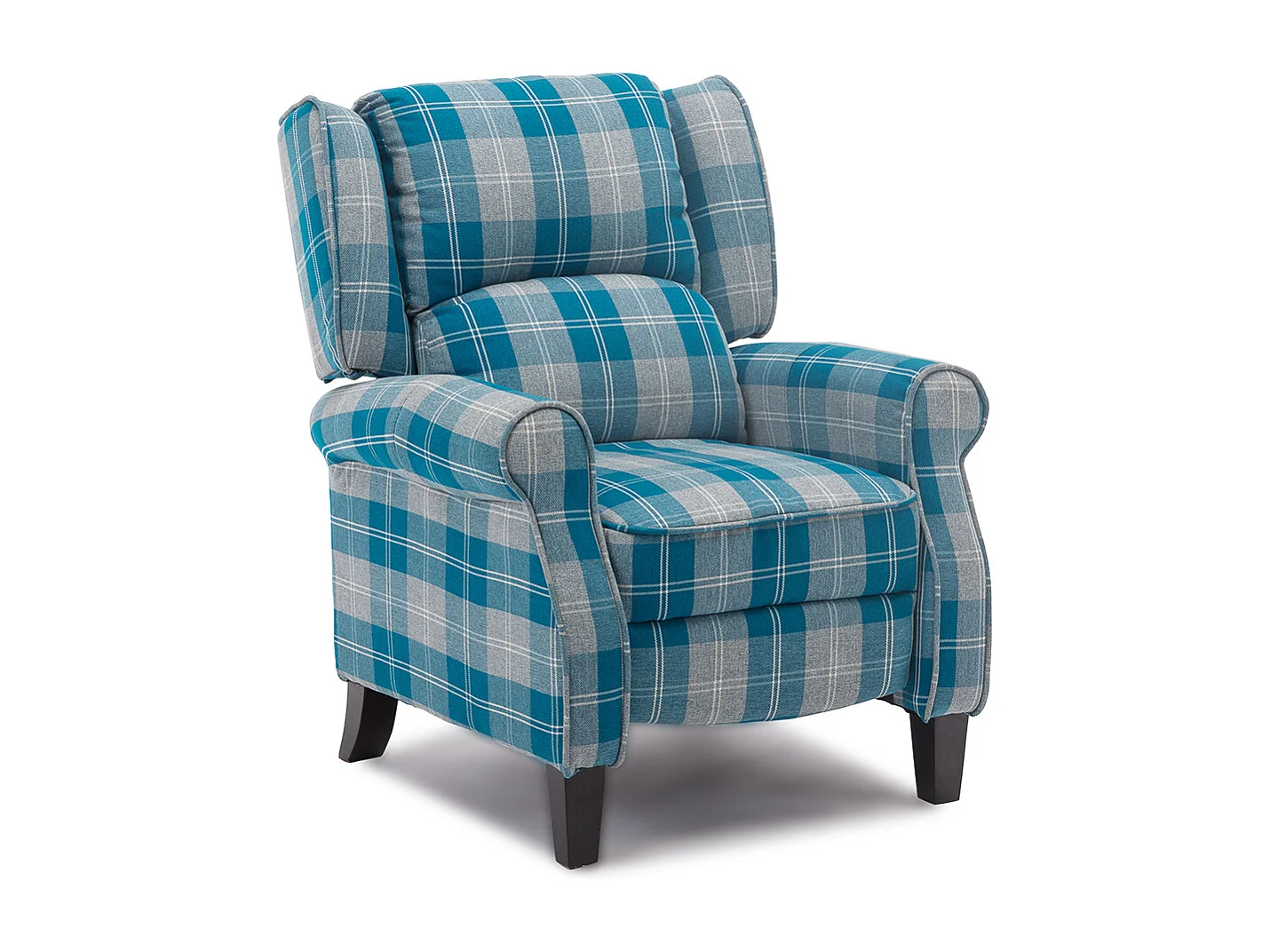 Eaton Wing Back Fireside Checkered Fabric Pushback Recliner Chair
