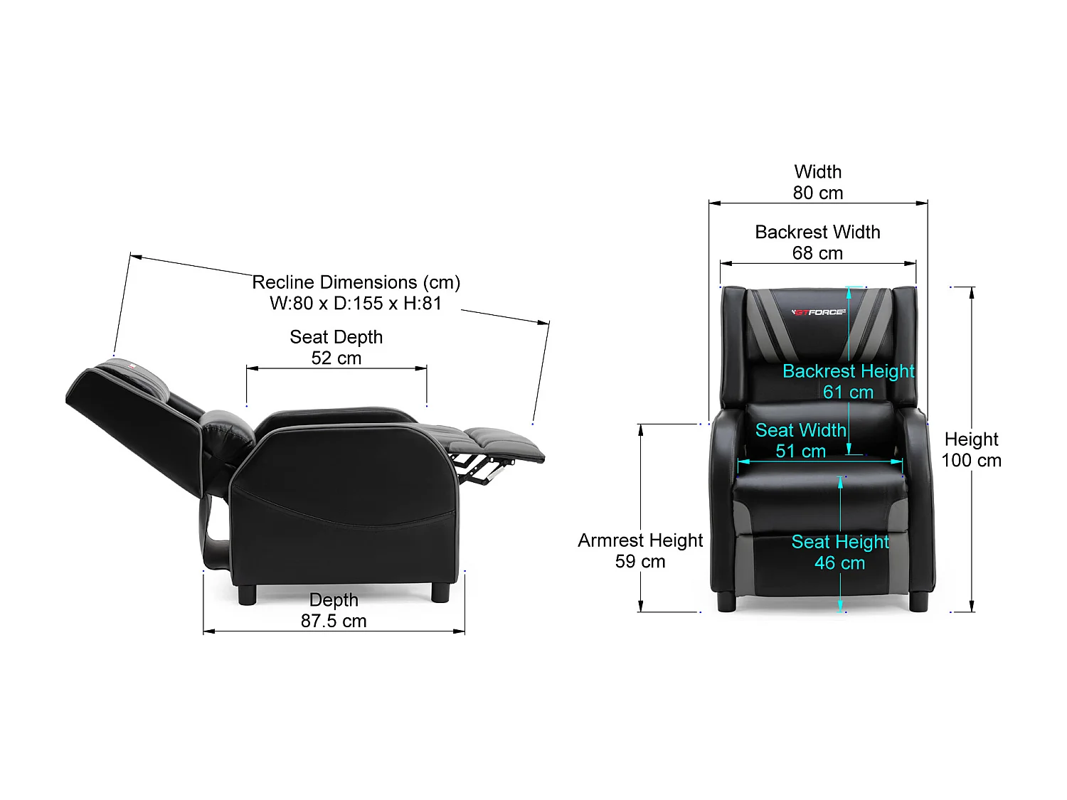 Ranger S Faux Leather Recliner Armchair Sofa Cinema Gaming Chair