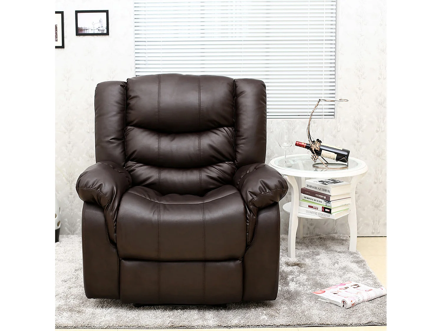 Seattle Manual Recliner Armchair Home Lounge Bonded Leather Chair