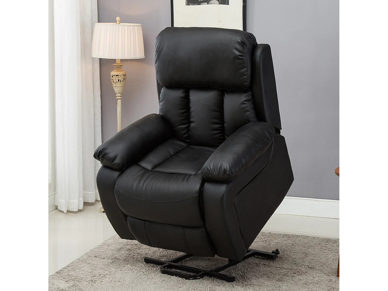 Chester Single Motor Rise Recliner Bonded Leather Heat & Massage Chair