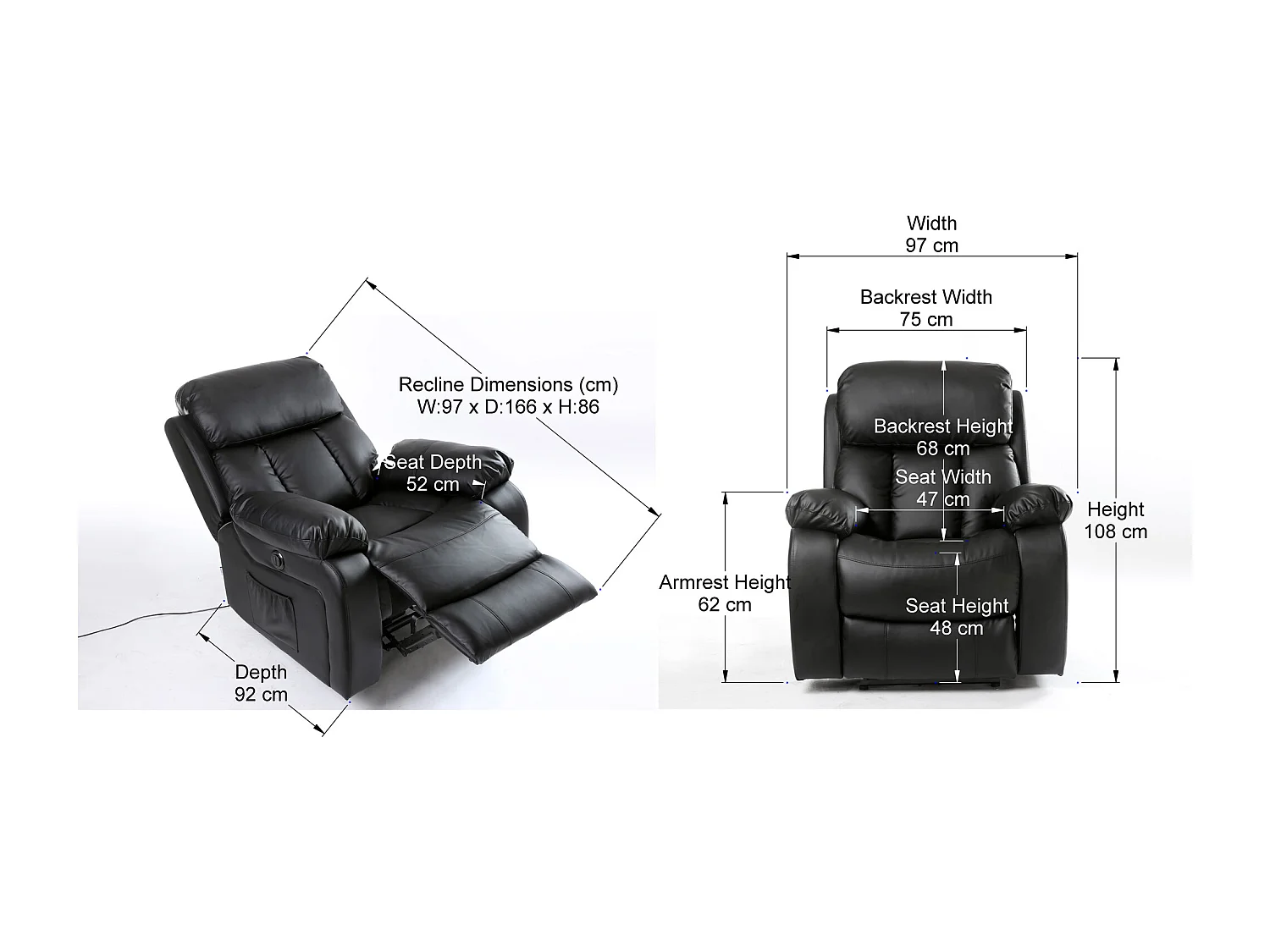 Chester Electric Bonded Leather Automatic Recliner Heat & Massage Chair