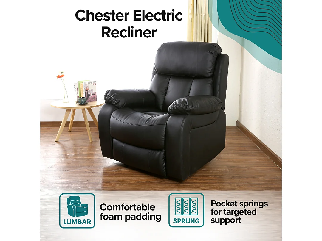Chester Electric Bonded Leather Automatic Recliner Heat & Massage Chair