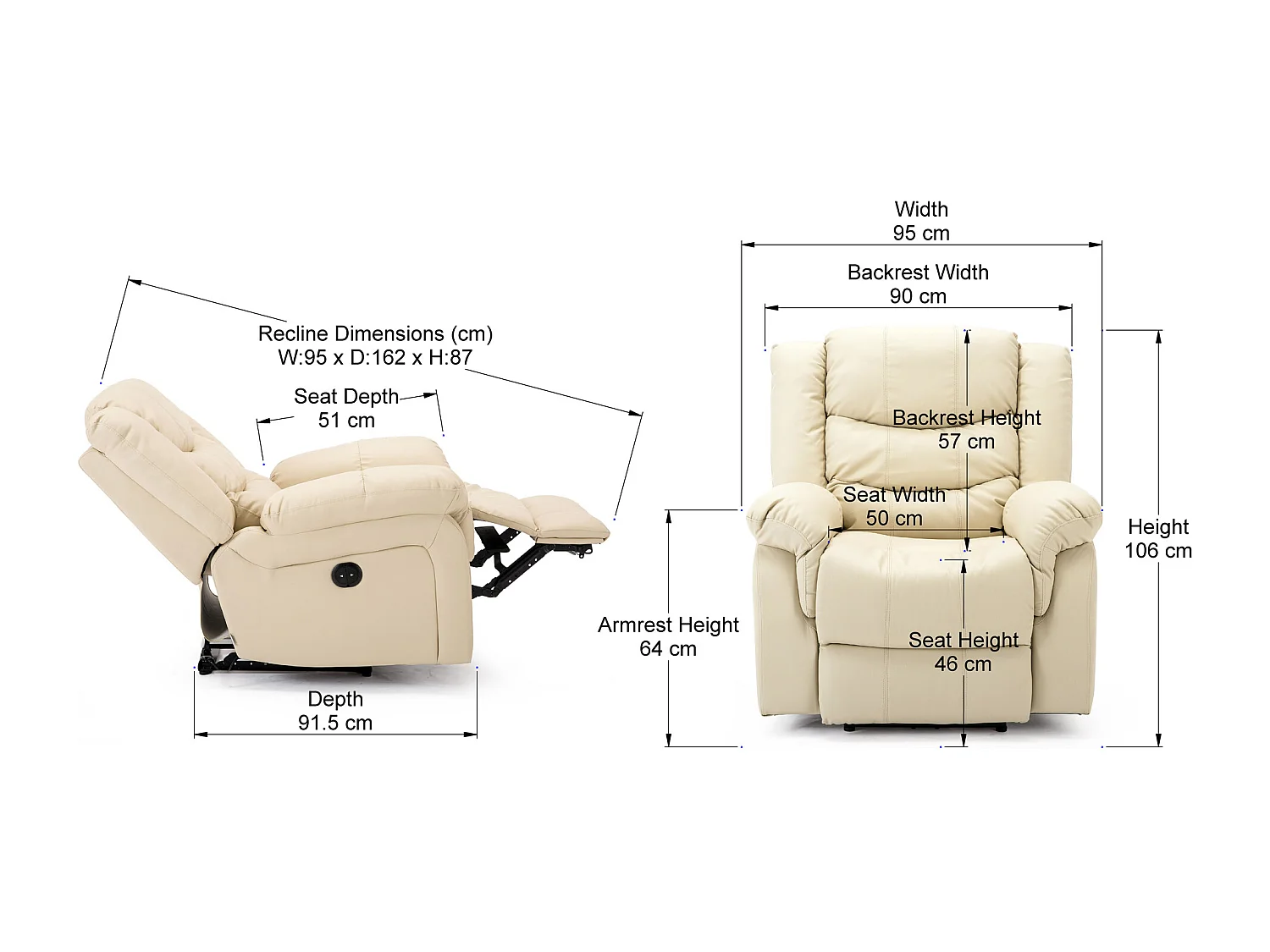Seattle Electric Automatic Recliner Home Lounge Bonded Leather Chair