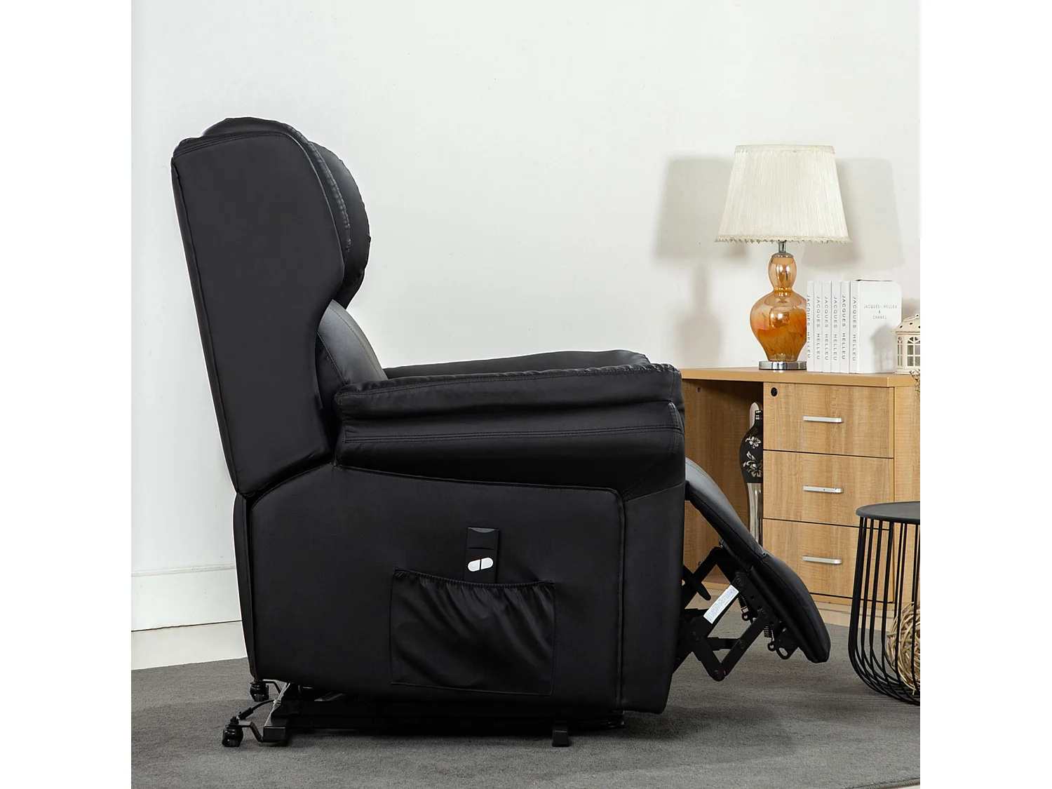 Oakford Single Motor Rise Recliner Bonded Leather Wingback Chair