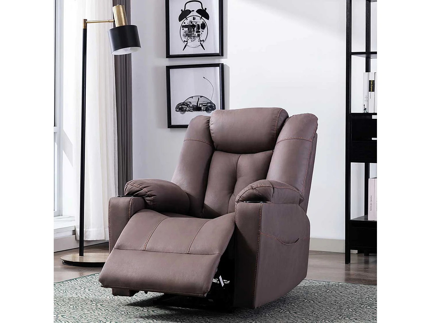 Afton Electric Technology Fabric Auto Recliner USB Lounge Sofa Chair