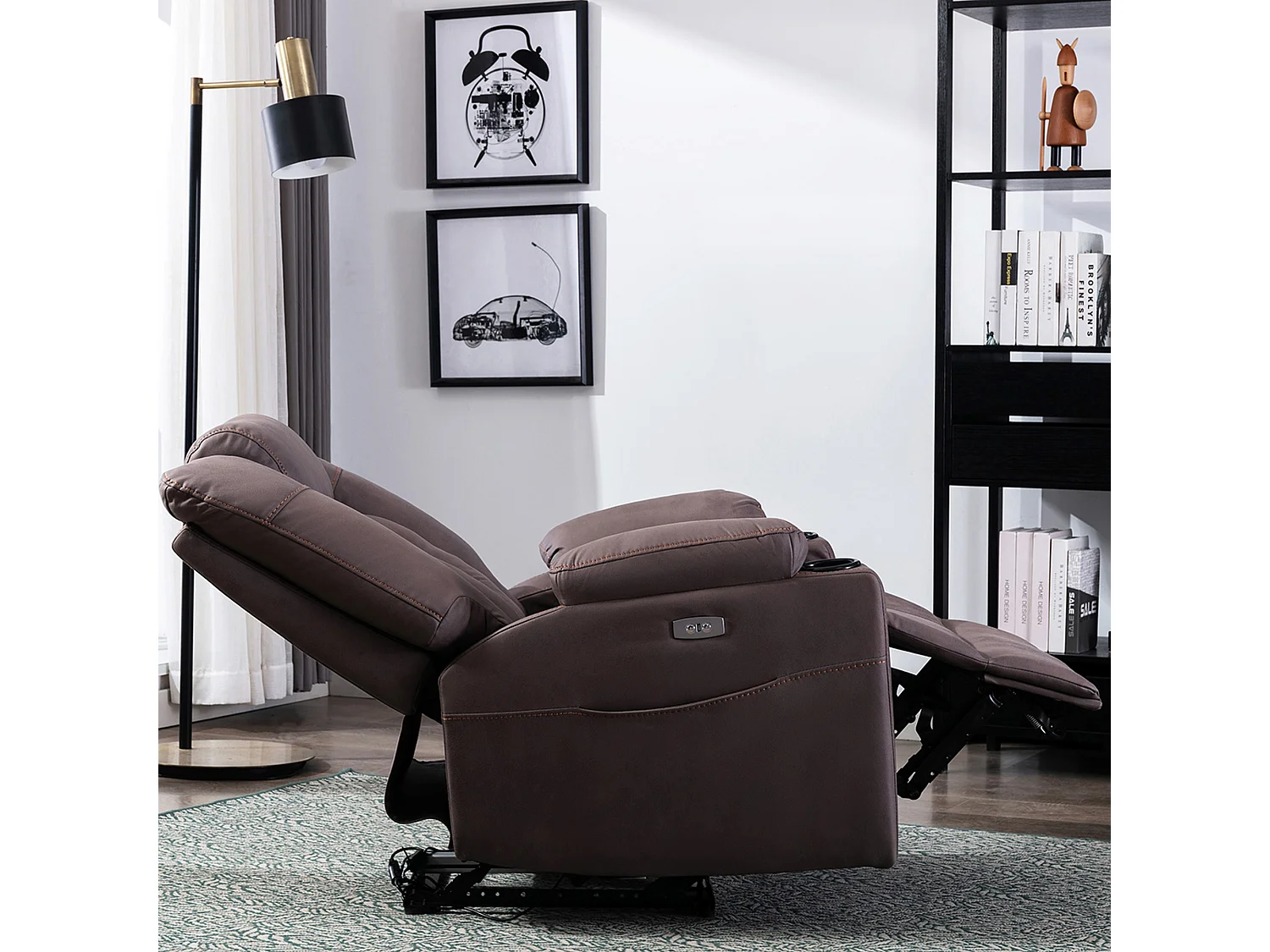 Afton Electric Technology Fabric Auto Recliner USB Lounge Sofa Chair