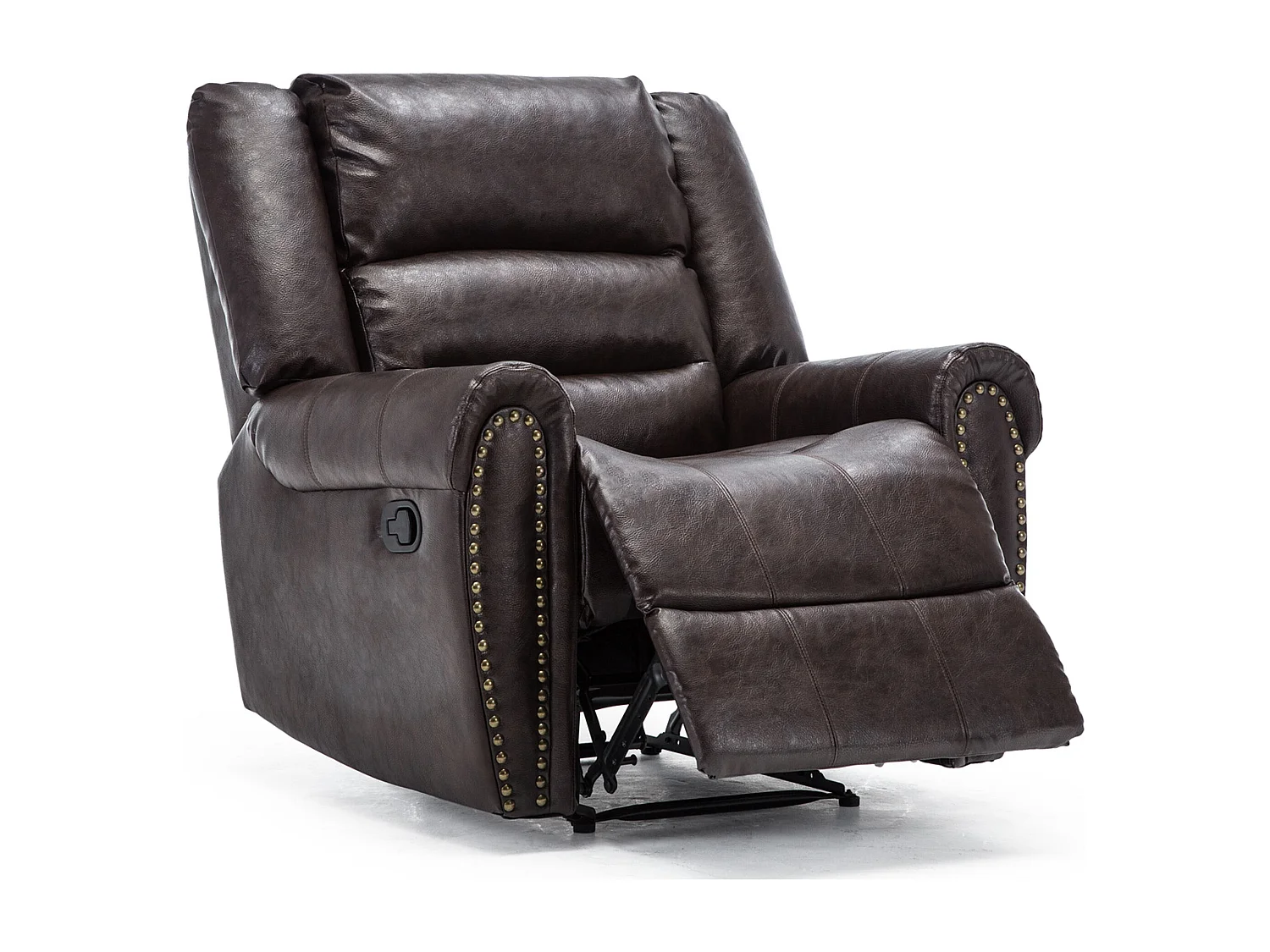 Denver Bonded Leather Manual Recliner Stud Sofa Home Lounge Chair