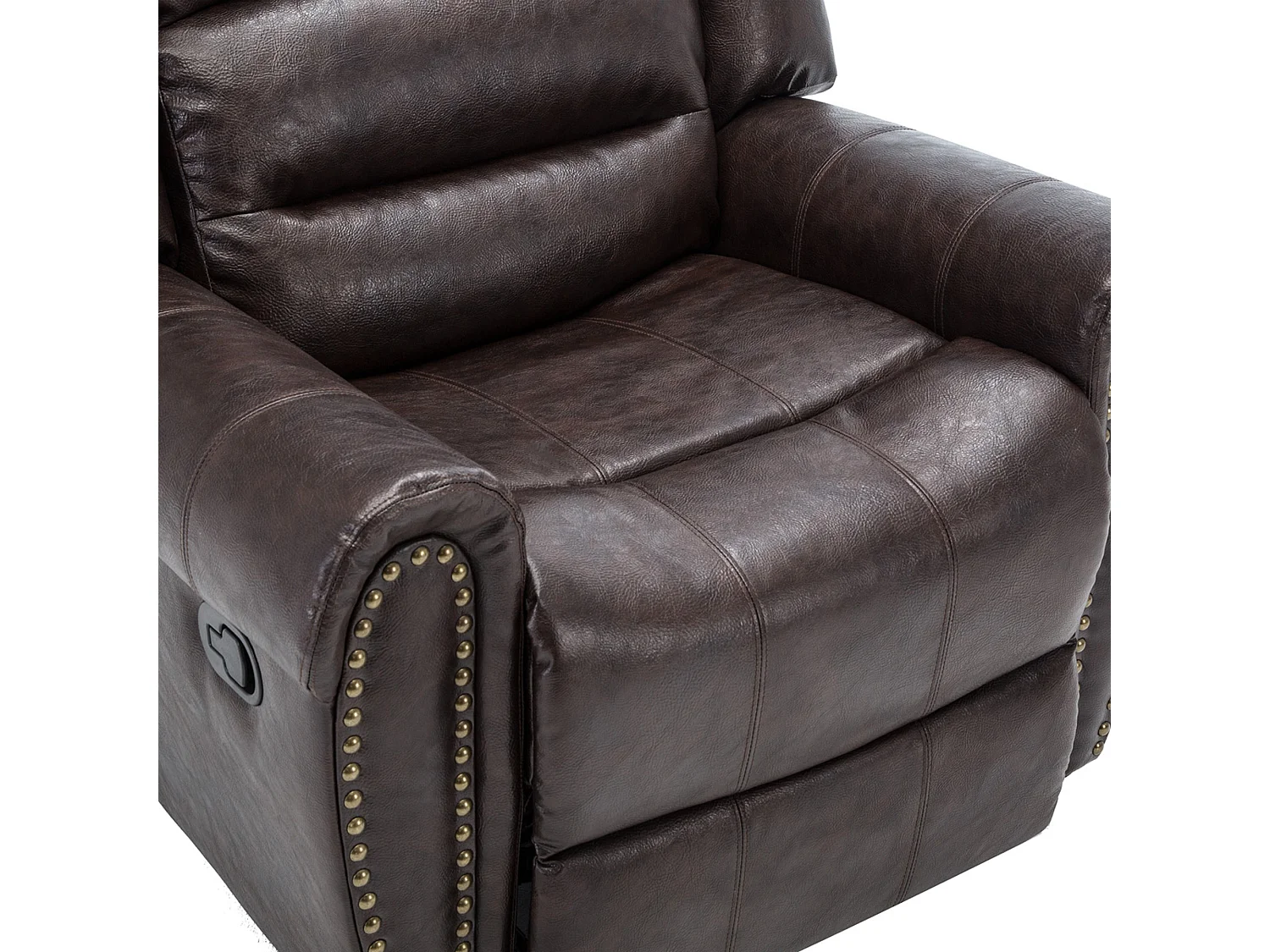Denver Bonded Leather Manual Recliner Stud Sofa Home Lounge Chair
