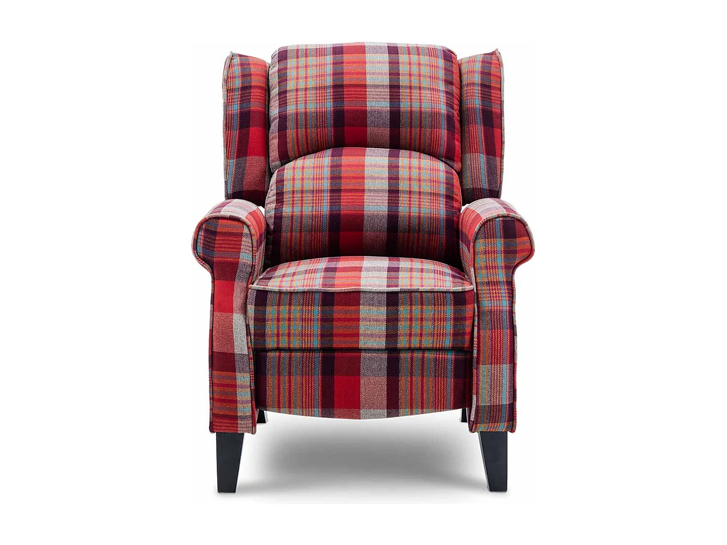 Eaton Wing Back Fireside Checkered Fabric Pushback Recliner Chair