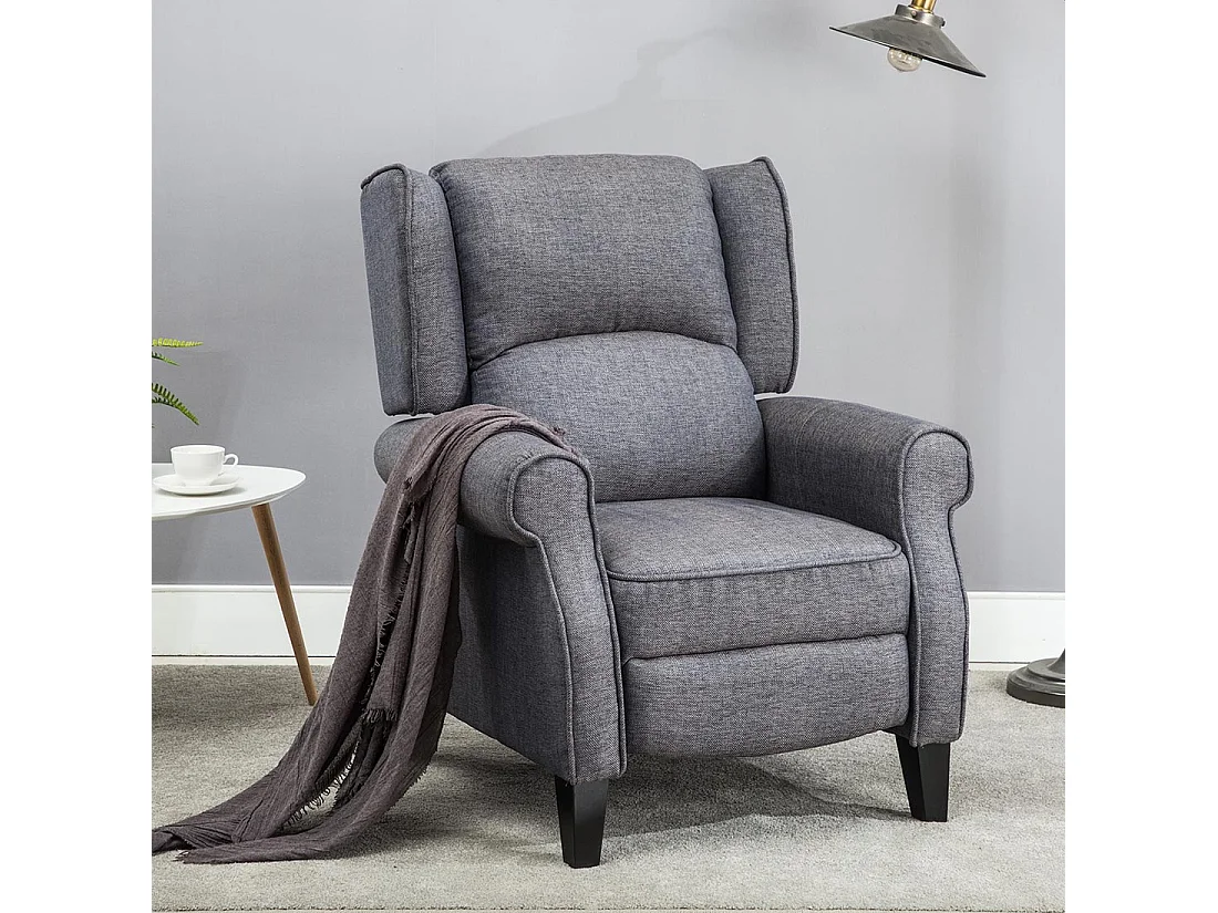 Eaton Wing Back Fireside Herringbone Fabric Pushback Recliner Chair