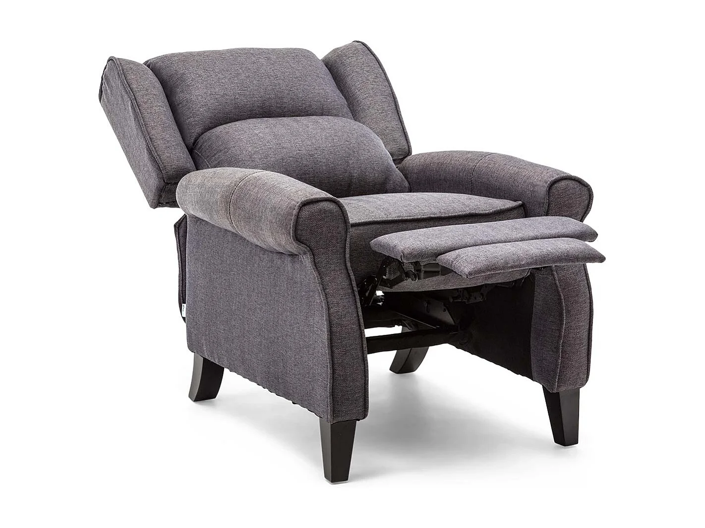 Eaton Wing Back Fireside Herringbone Fabric Pushback Recliner Chair