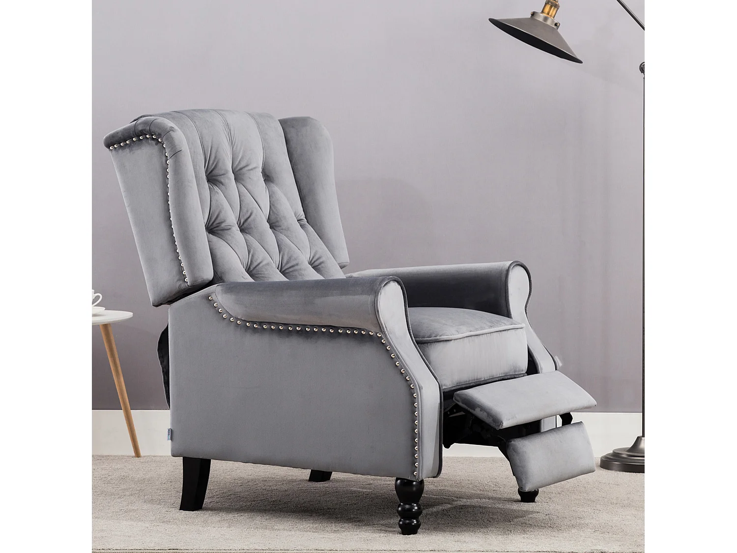 Althorpe Wing Back Recliner Button Back Fireside Velvet Chair