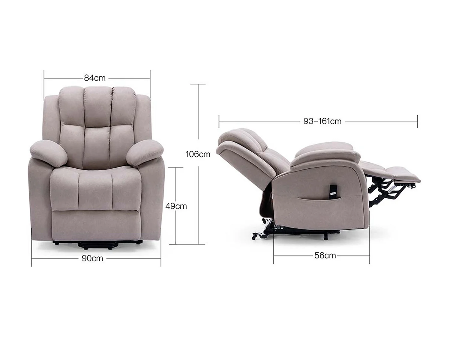 Brookline Electric Technology Fabric Single Motor Rise Recliner Chair