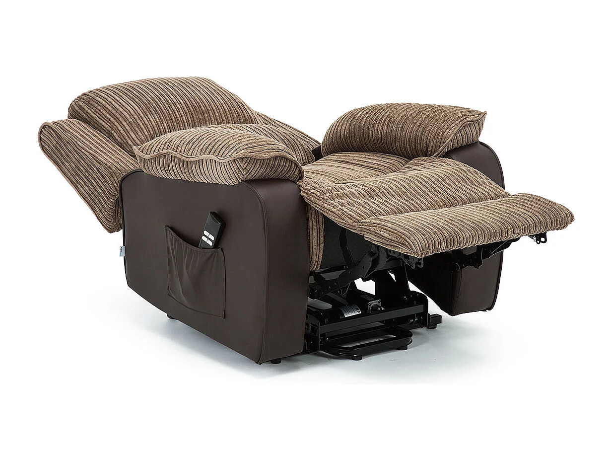 Postana Dual Motor Electric Rise Recliner Jumbo Cord Fabric Chair