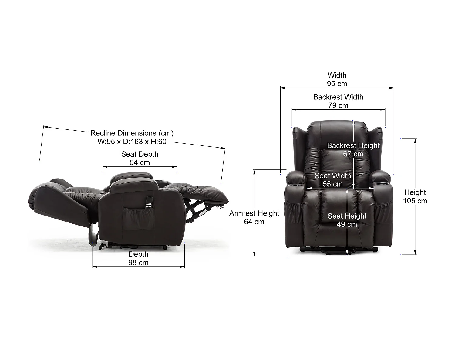 Caesar Dual Motor Rise Recliner Bonded Leather Heat And Massage Chair