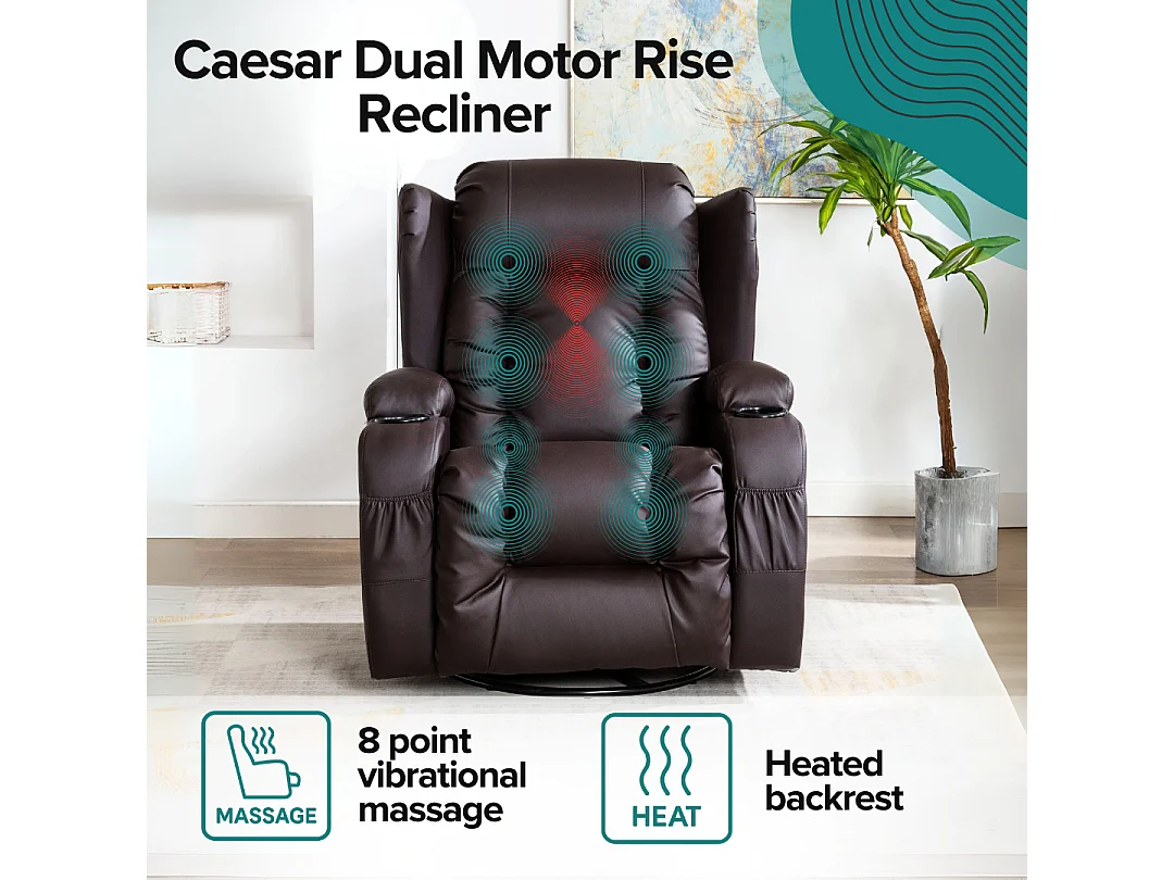 Caesar Dual Motor Rise Recliner Bonded Leather Heat And Massage Chair