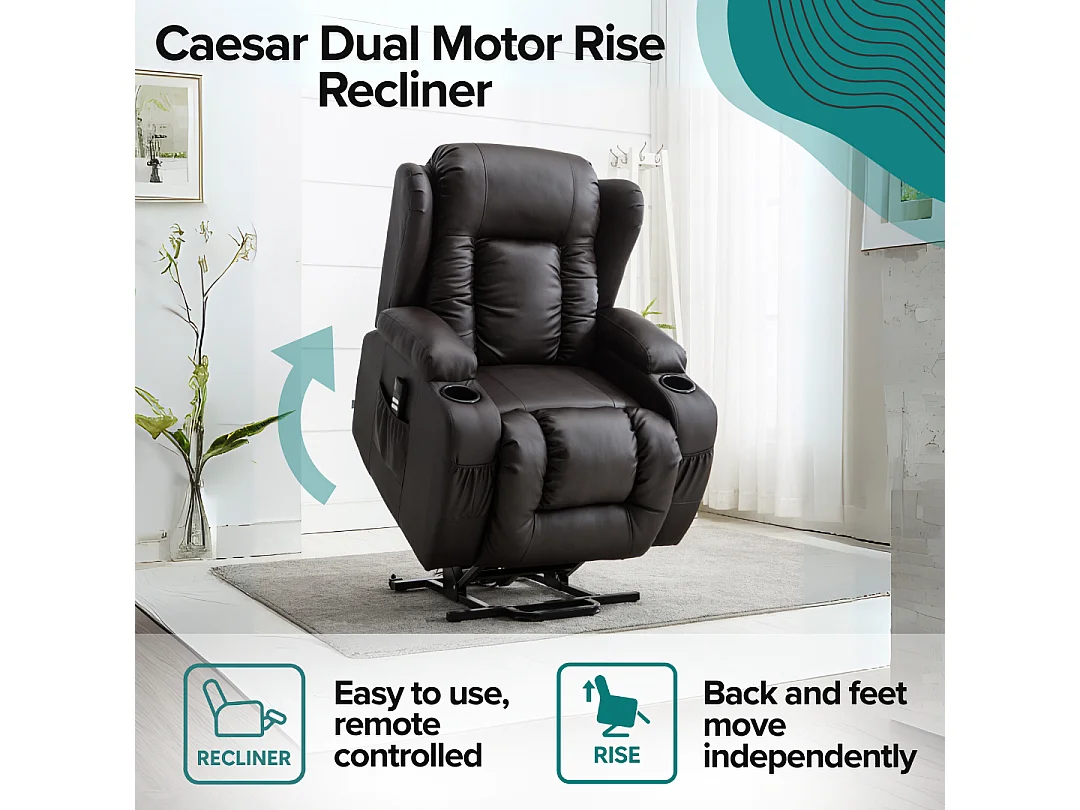 Caesar Dual Motor Rise Recliner Bonded Leather Heat And Massage Chair