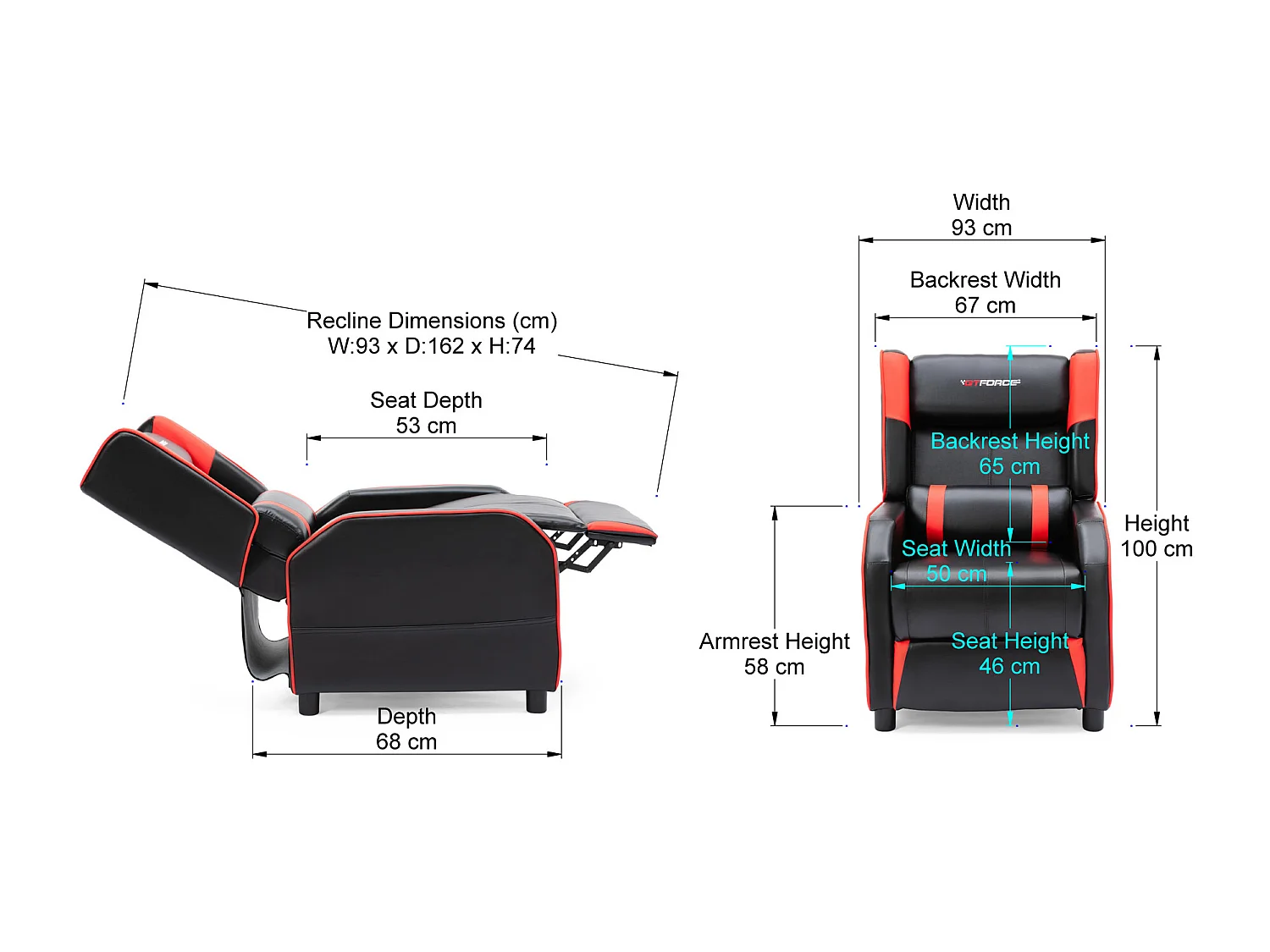 Ranger X Faux Leather Recliner Armchair Sofa Cinema Gaming Chair