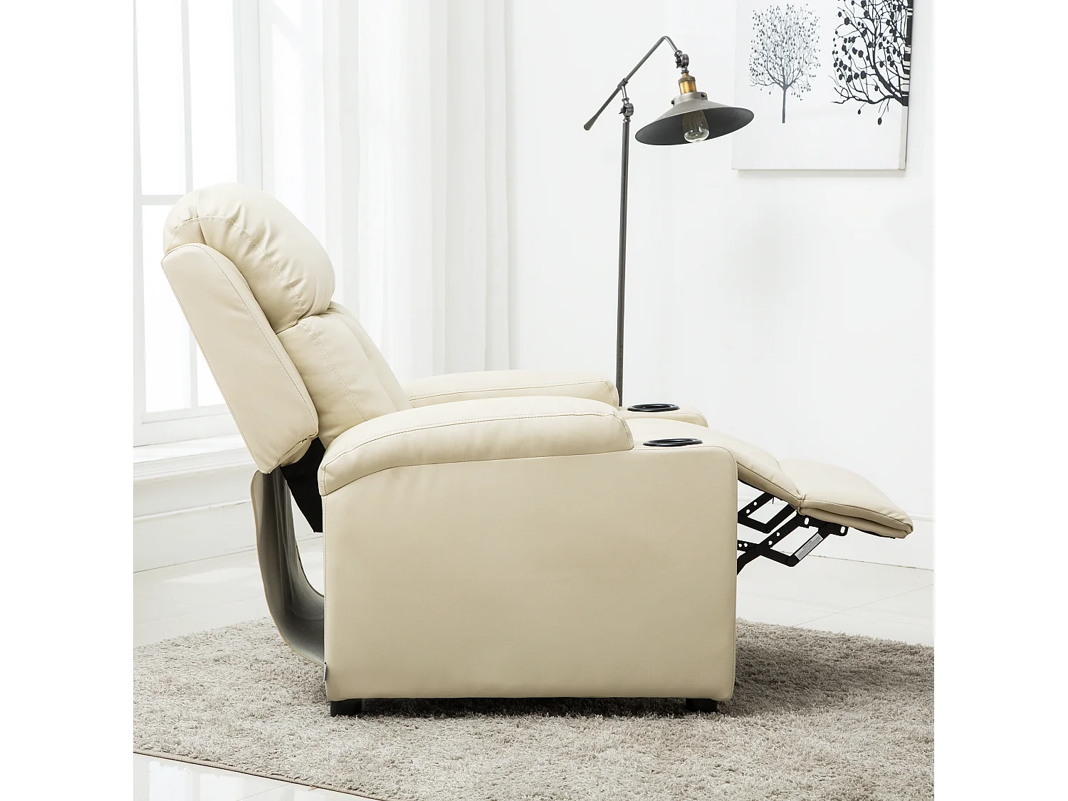 Studio Bonded Leather Recliner w Drink Holders Sofa Chair