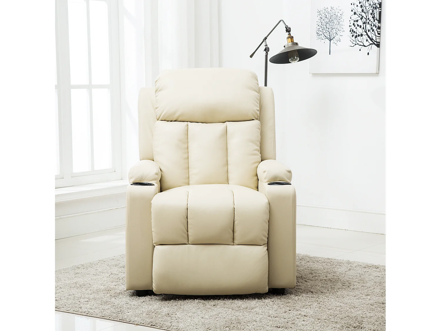 Studio Bonded Leather Recliner w Drink Holders Sofa Chair