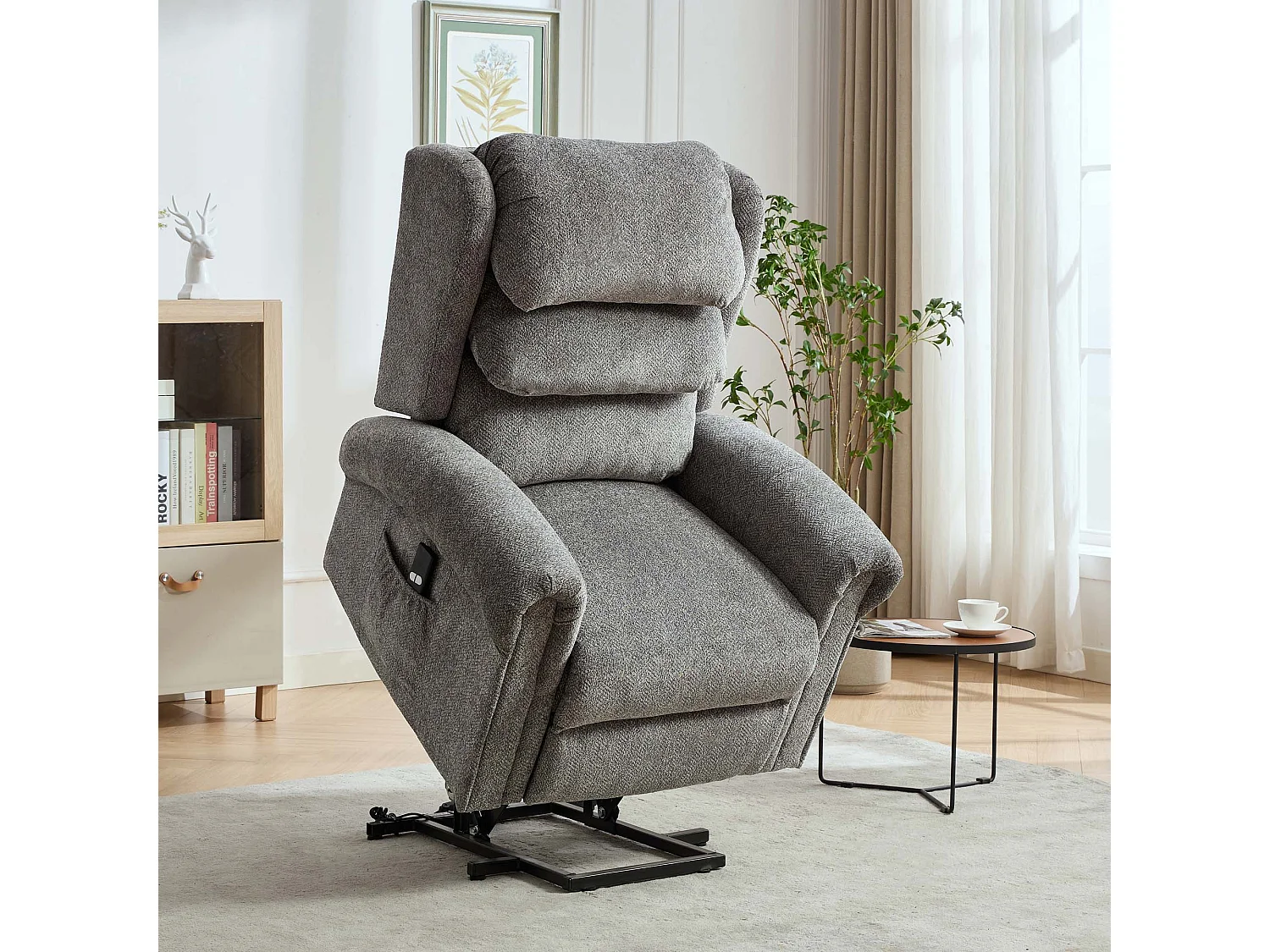 Belvoir Grey Fabric Single Motor Mobility Rise Recliner Chair