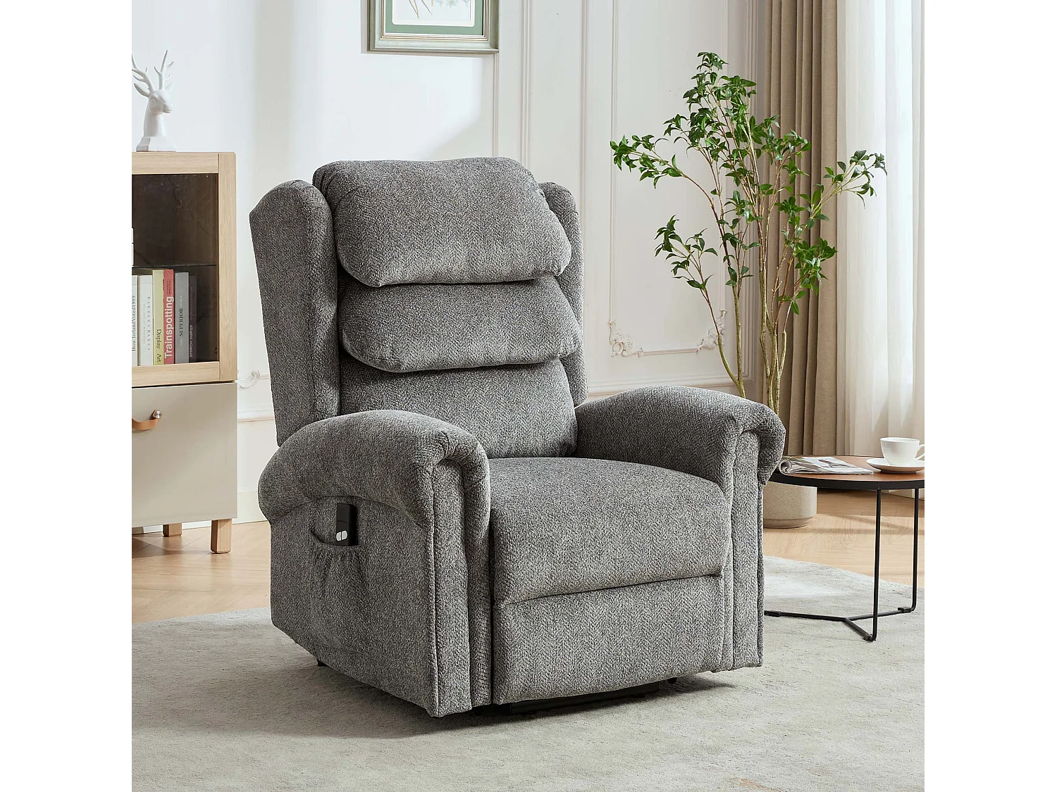 Belvoir Grey Fabric Single Motor Mobility Rise Recliner Chair