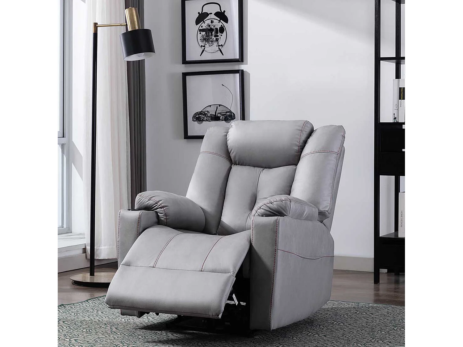Afton Electric Technology Fabric Auto Recliner USB Lounge Sofa Chair