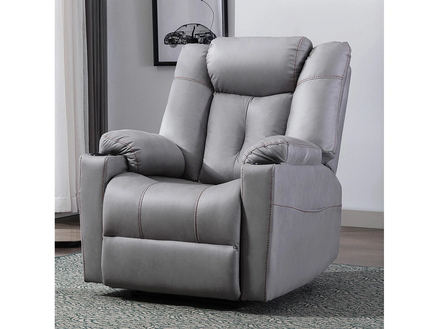 Afton Electric Technology Fabric Auto Recliner USB Lounge Sofa Chair