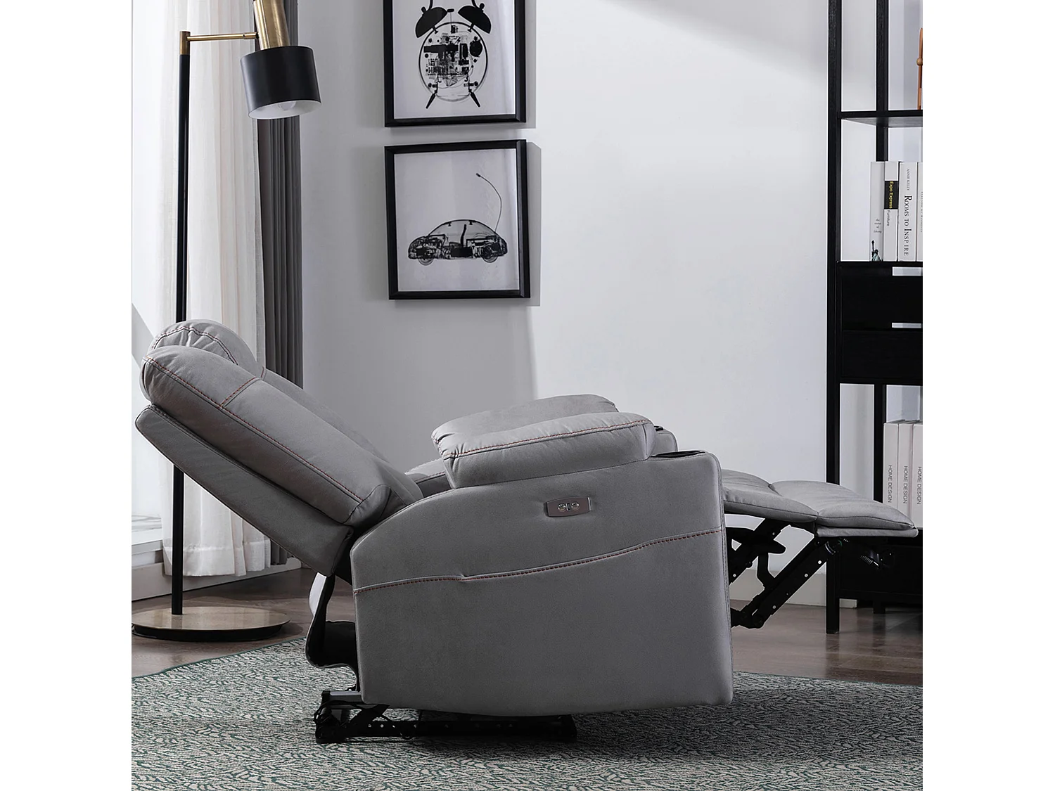 Afton Electric Technology Fabric Auto Recliner USB Lounge Sofa Chair