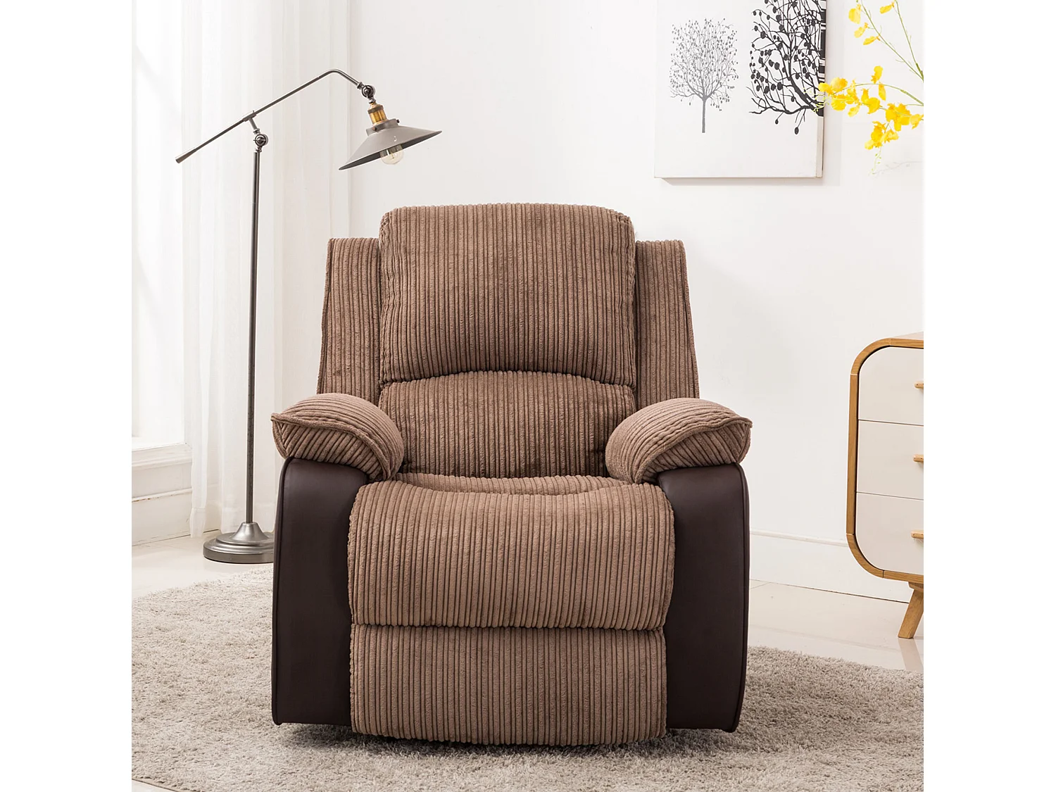 Postana Jumbo Cord Fabric Manual Reclining Lounge Recliner Chair