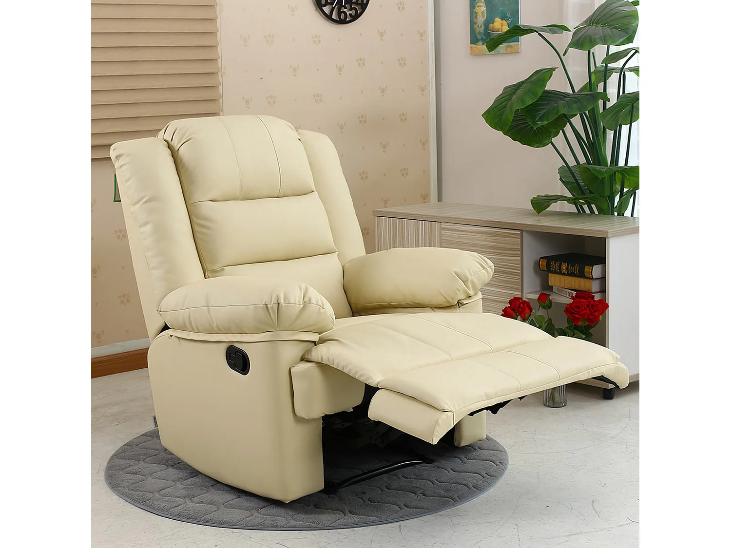 Loxley Bonded Leather Manual Recliner Armchair Sofa Home Lounge Chair