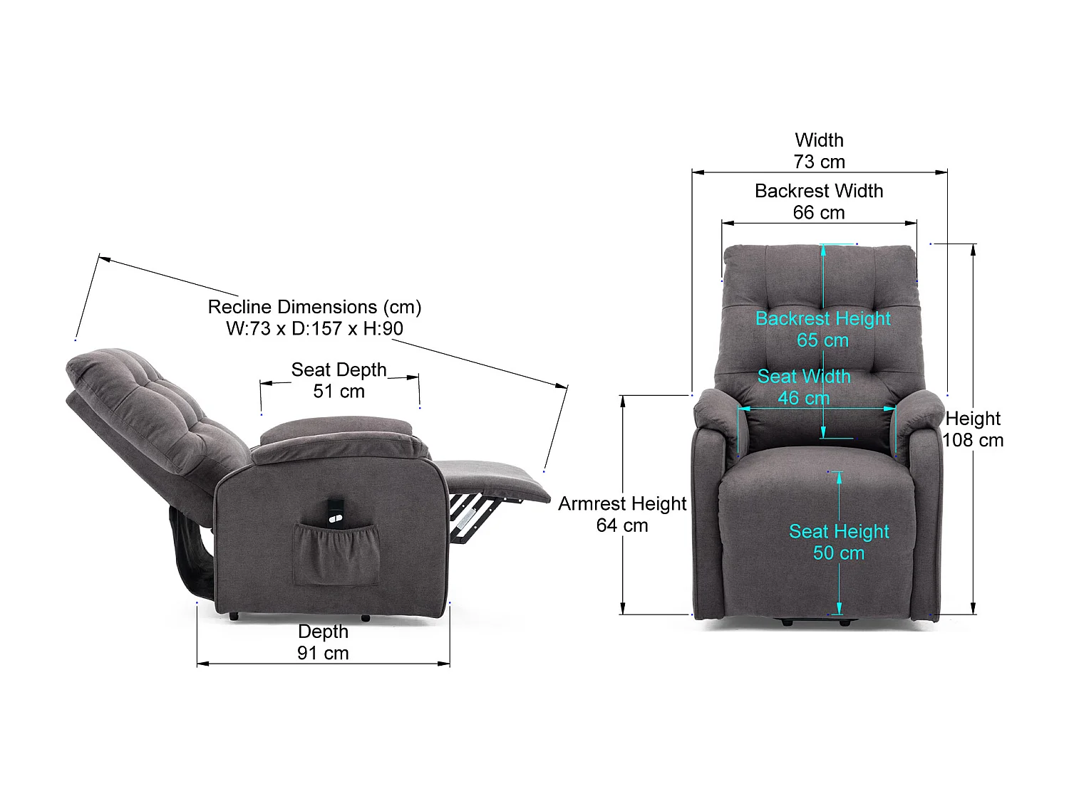 Charlbury Fabric Single Motor Rise Recliner Electric Lift Chair
