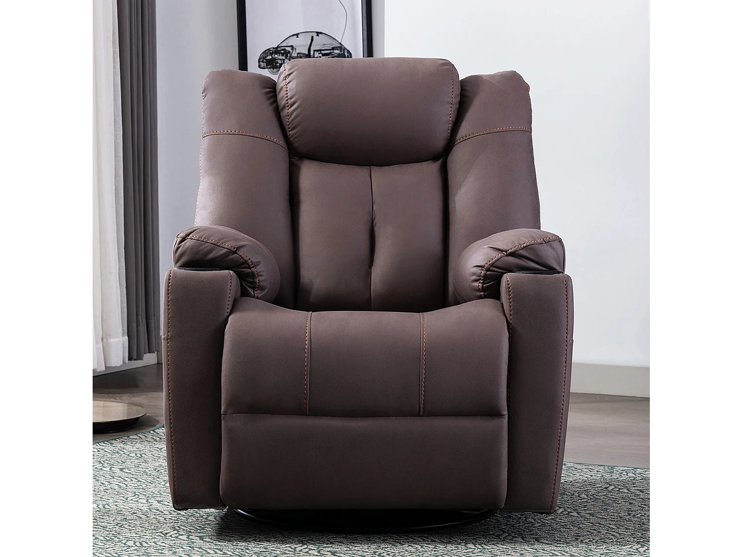Afton Technology Fabric Recliner Rocking Swivel Cinema Sofa Chair