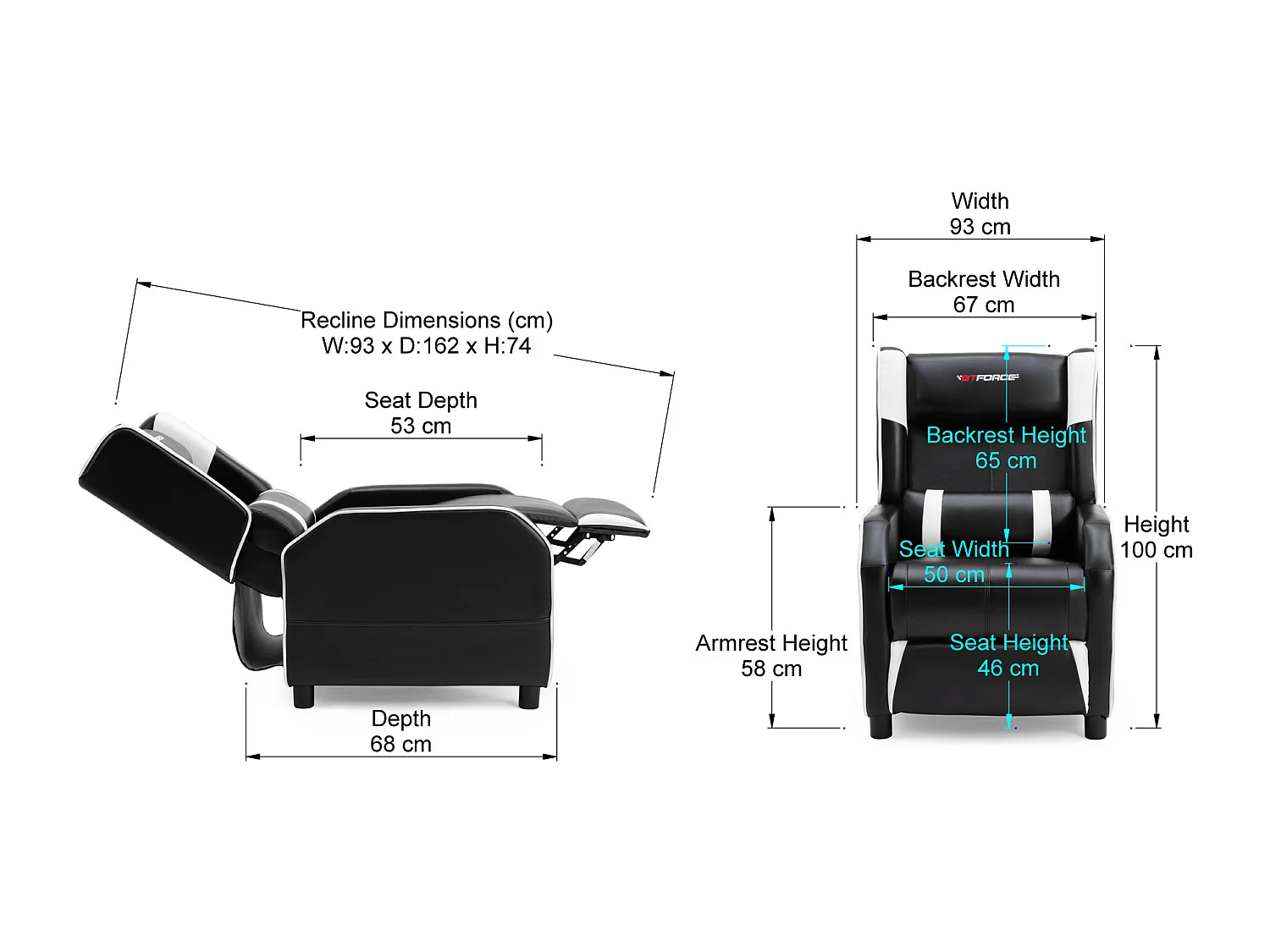 Ranger X Faux Leather Recliner Armchair Sofa Cinema Gaming Chair