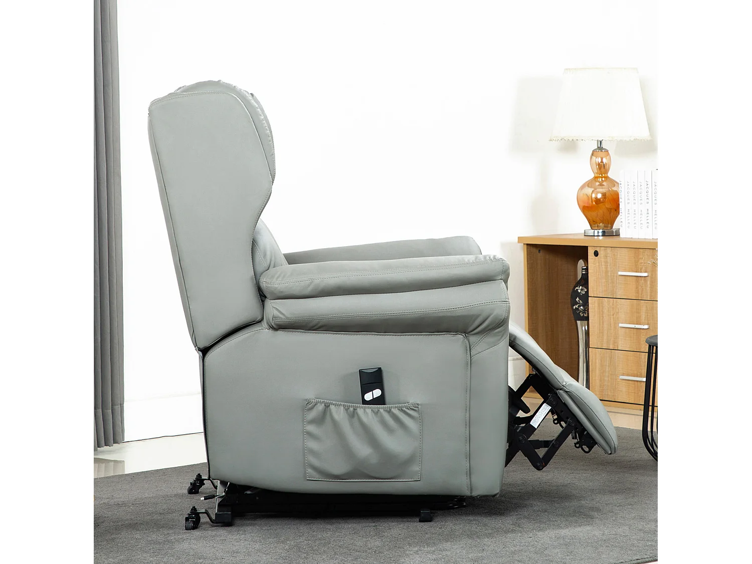 Oakford Single Motor Rise Recliner Bonded Leather Wingback Chair