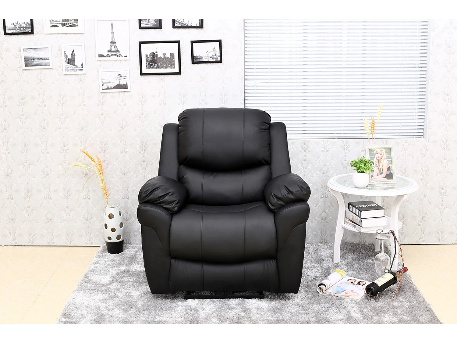 Madison Electric Bonded Leather Automatic Recliner Home Lounge Chair