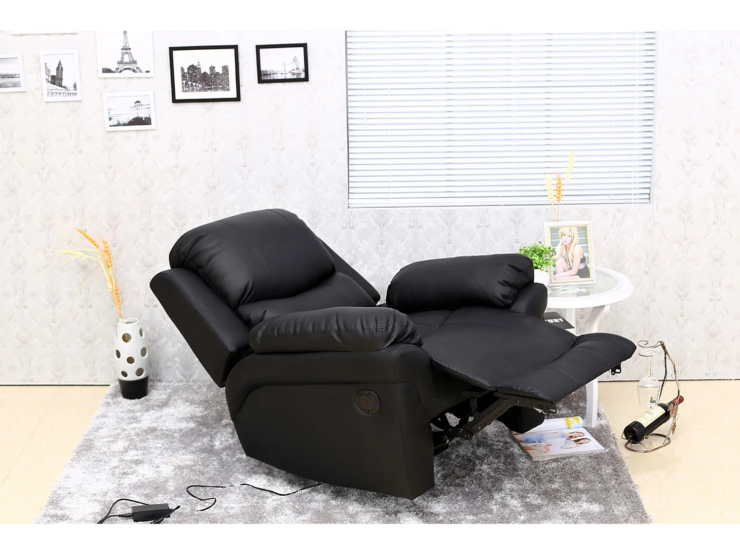 Madison Electric Bonded Leather Automatic Recliner Home Lounge Chair