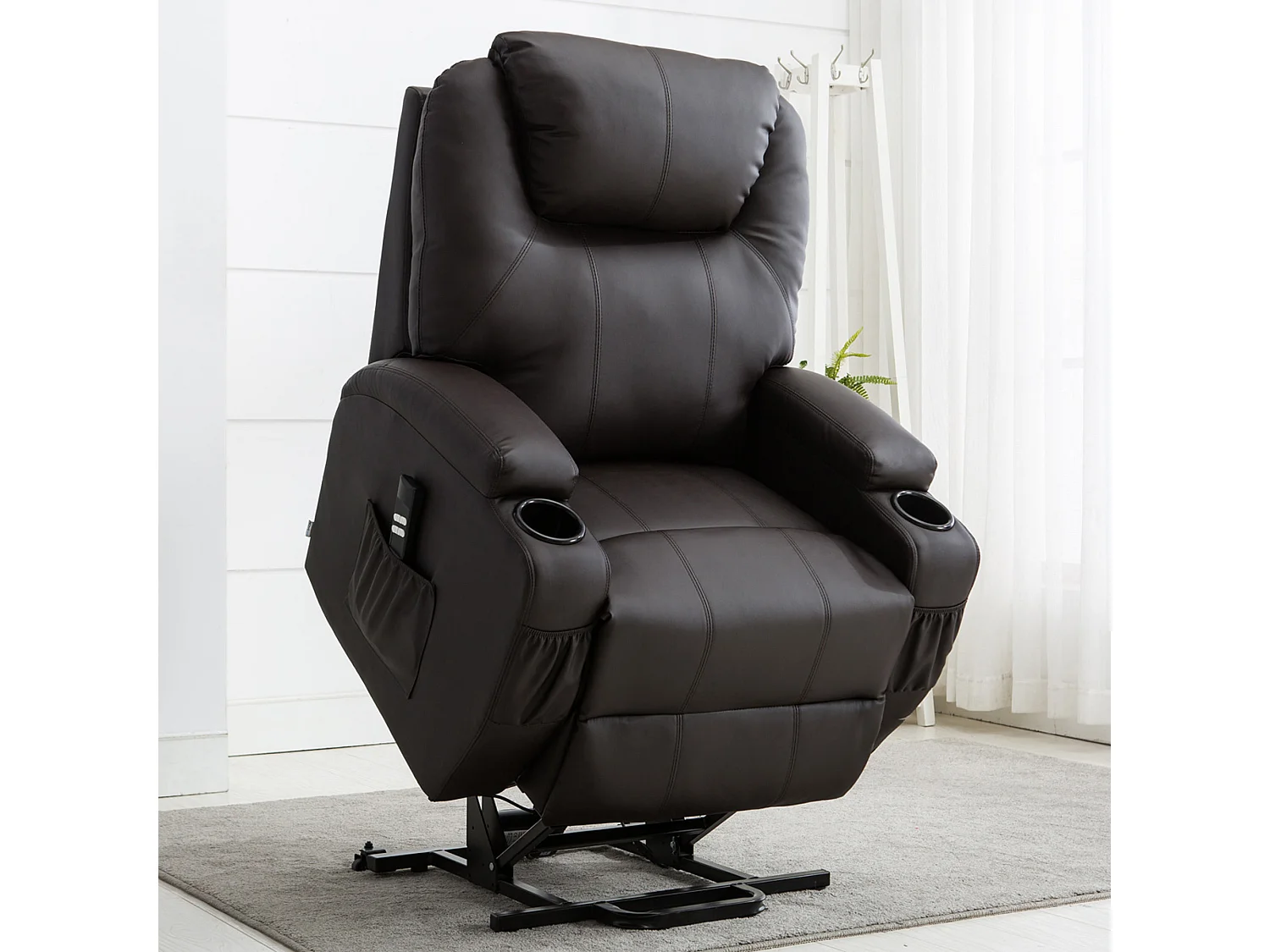 Cinemo Dual Motor Rise Recliner Bonded Leather Heat & Massage Chair