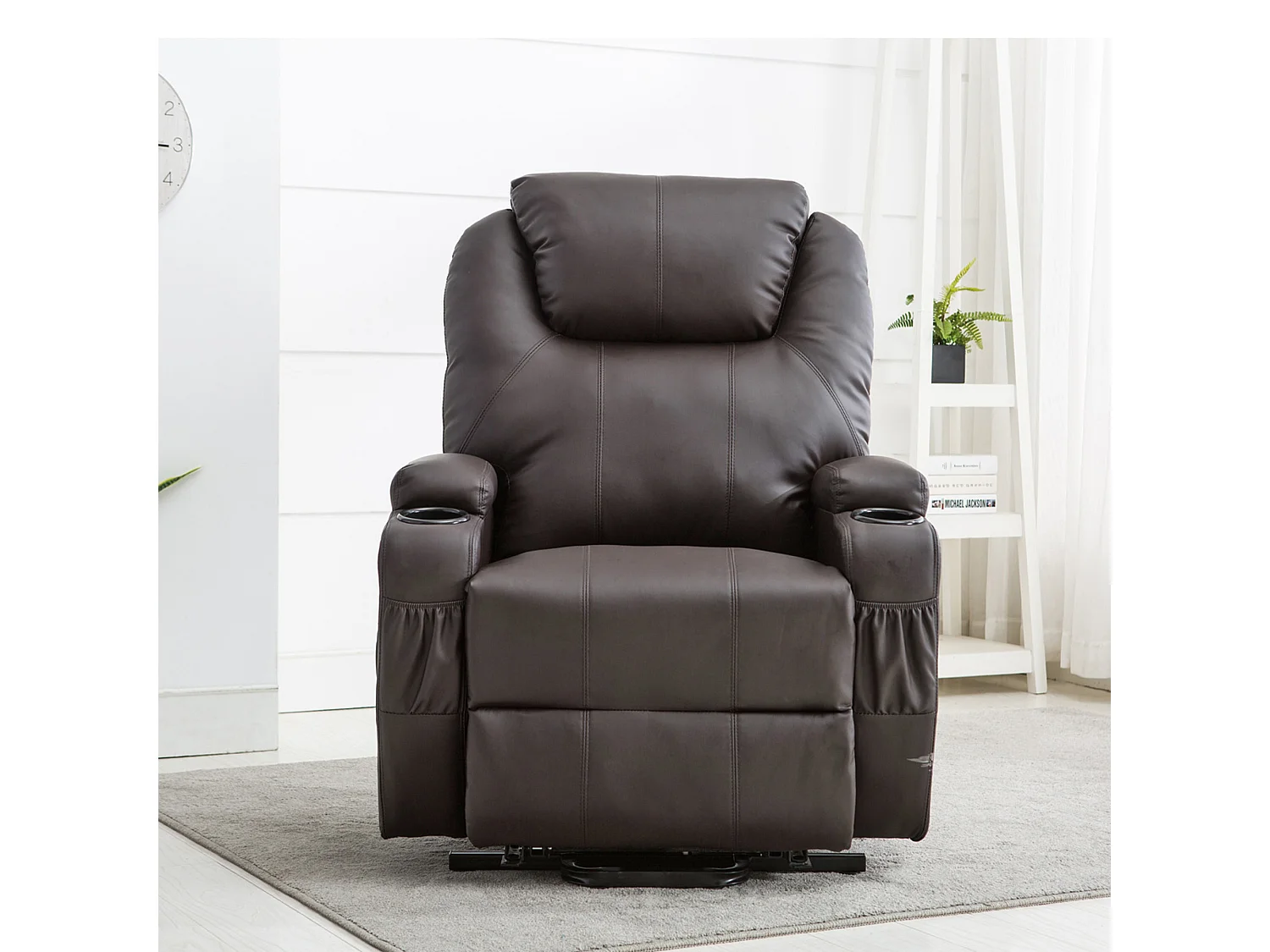 Cinemo Dual Motor Rise Recliner Bonded Leather Heat & Massage Chair
