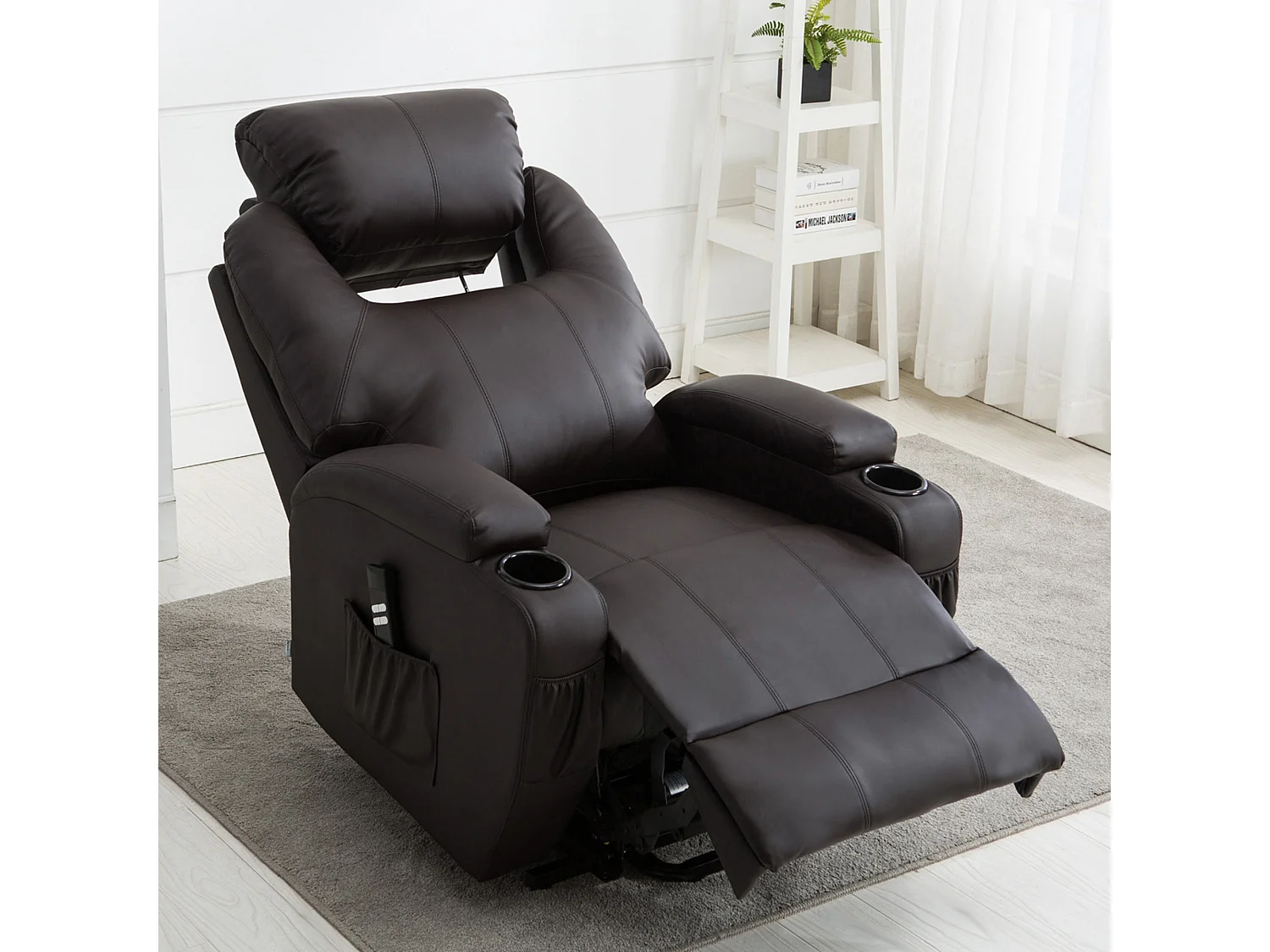 Cinemo Dual Motor Rise Recliner Bonded Leather Heat & Massage Chair