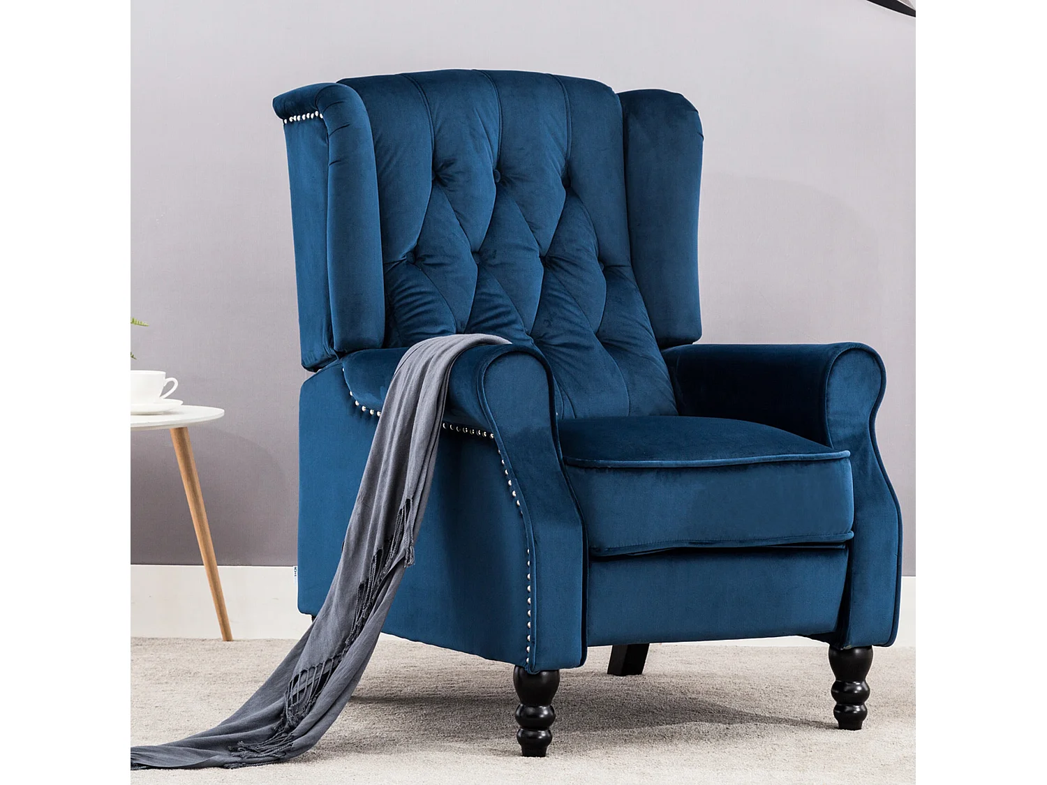 Althorpe Wing Back Recliner Button Back Fireside Velvet Chair