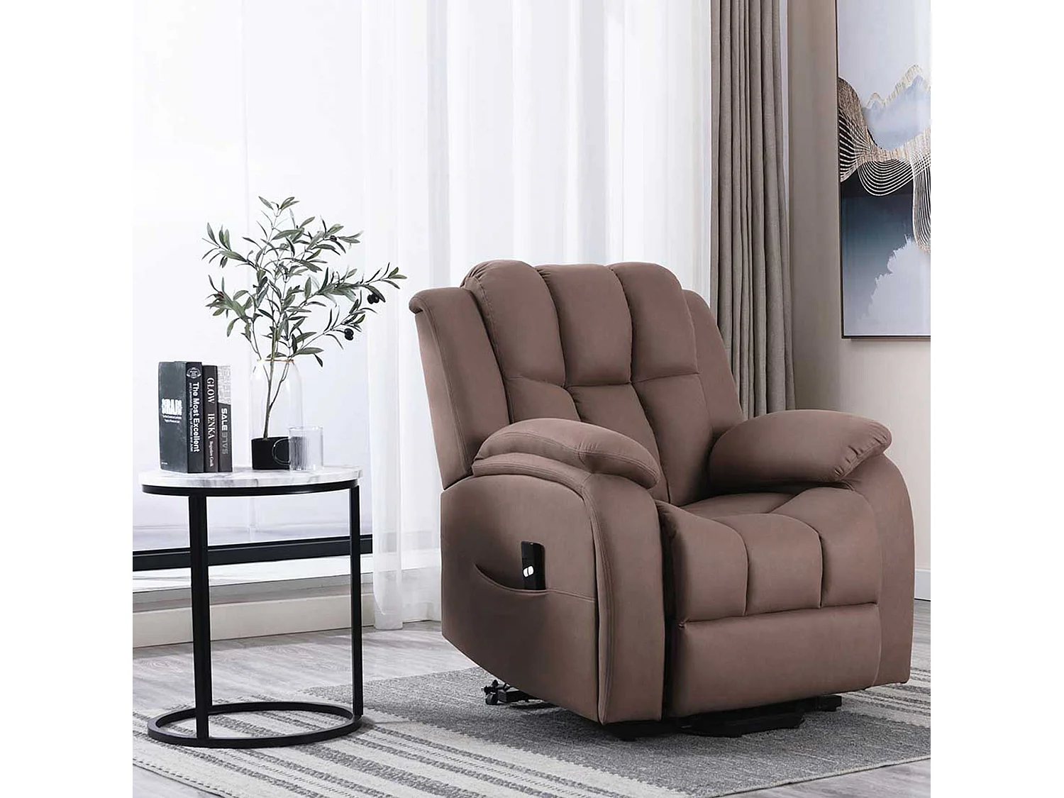 Brookline Electric Technology Fabric Single Motor Rise Recliner Chair