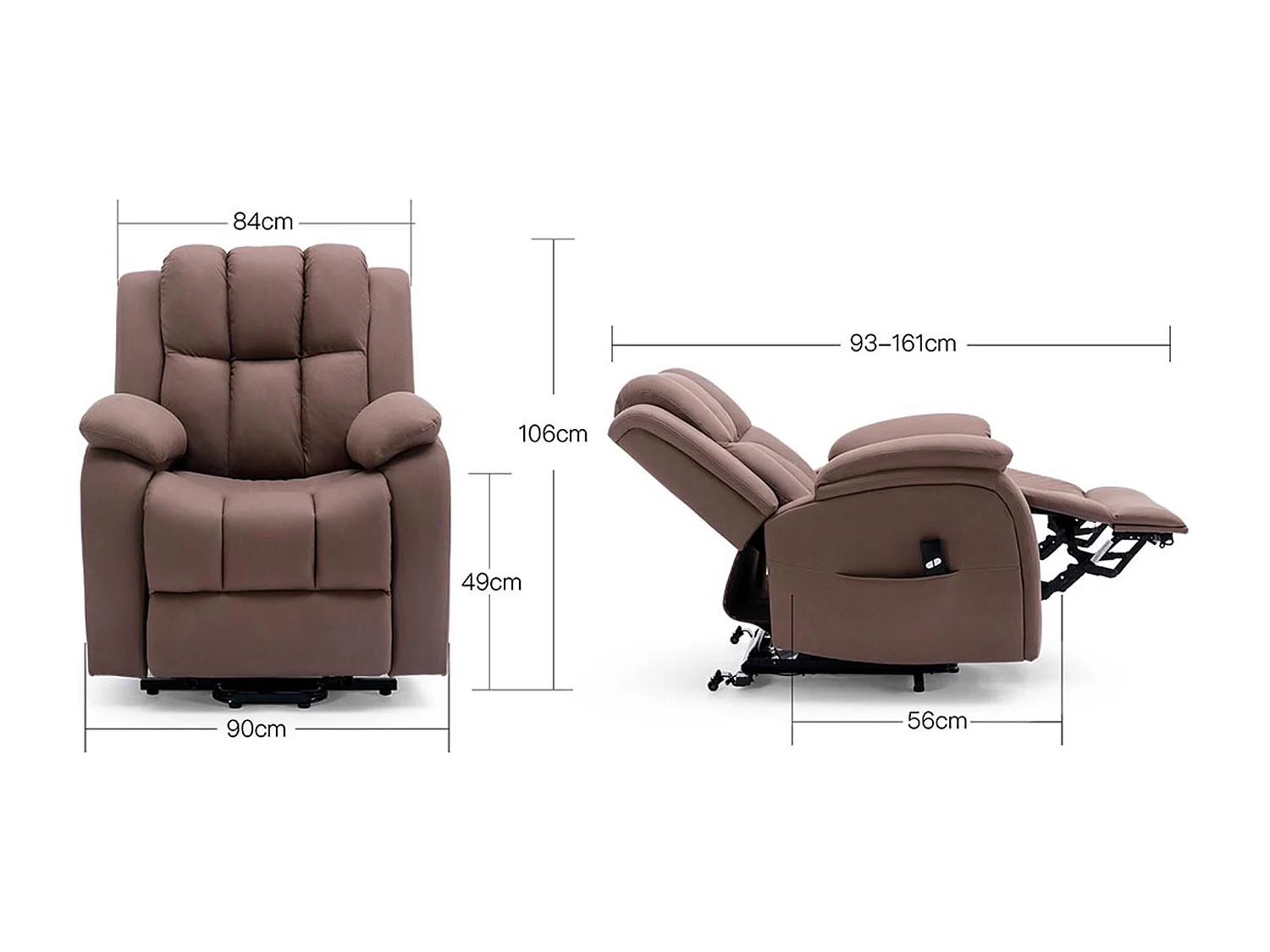Brookline Electric Technology Fabric Single Motor Rise Recliner Chair