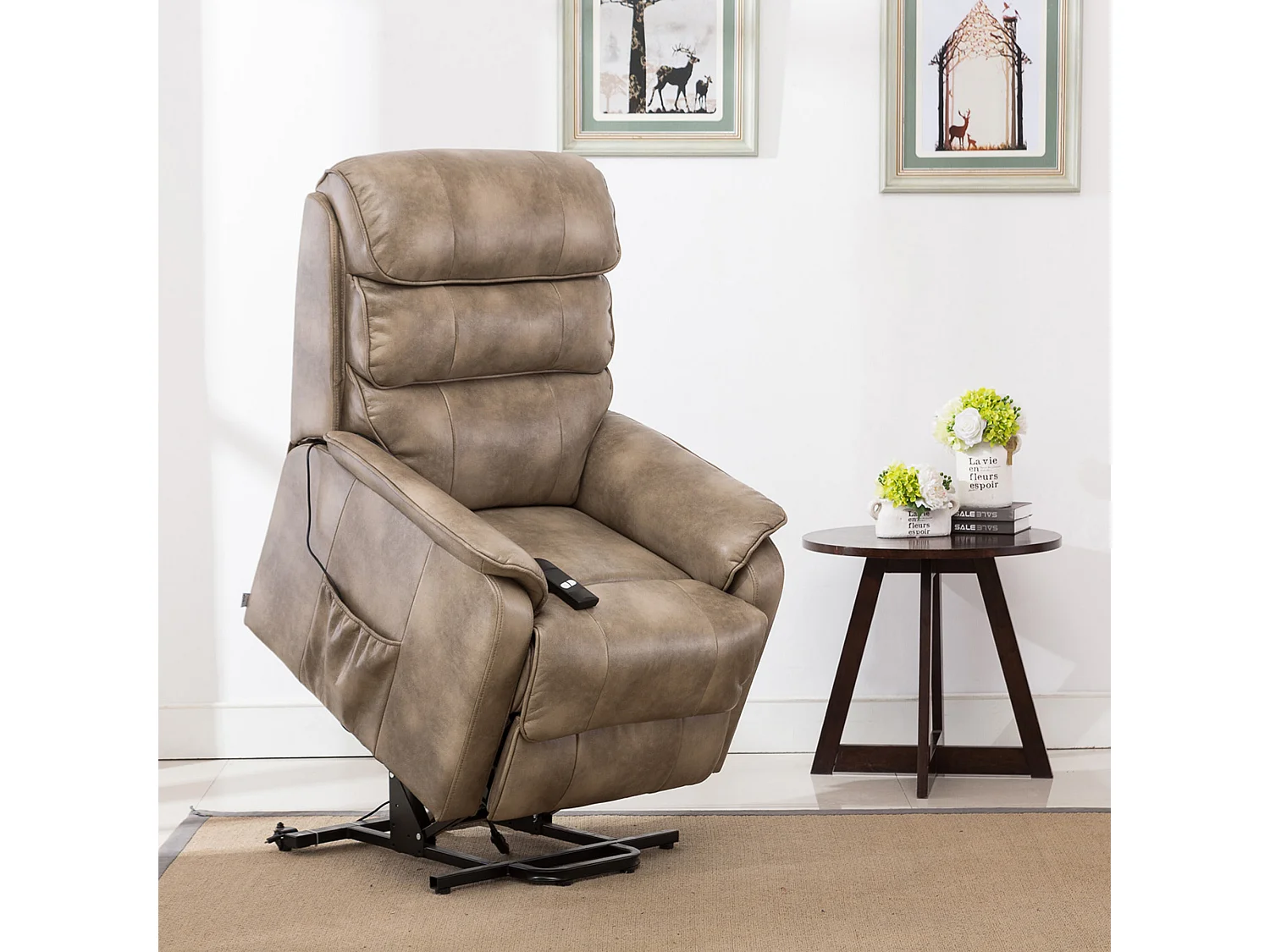 Buckingham Single Motor Electric Rise Recliner Bonded Leather Chair