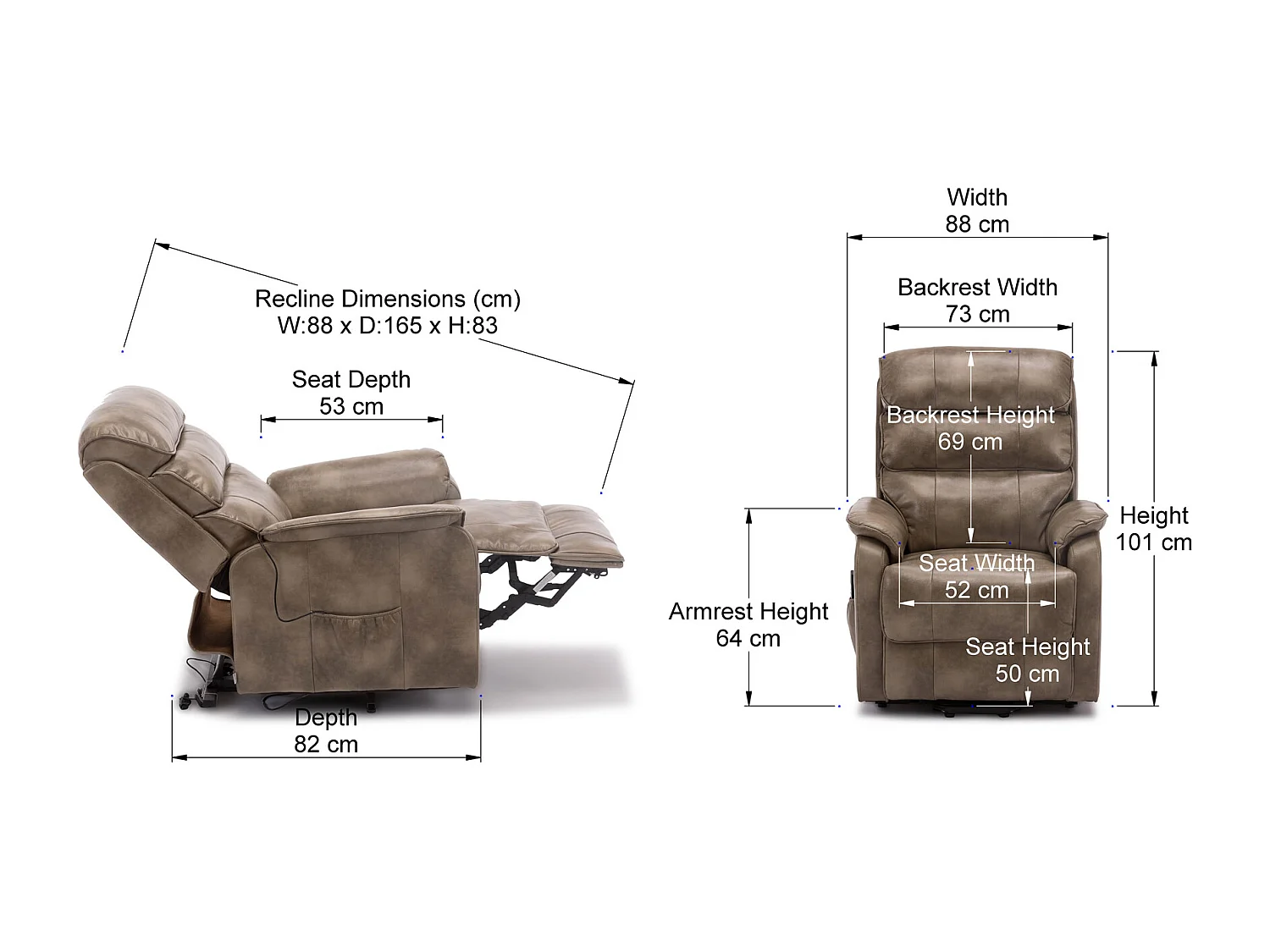 Buckingham Single Motor Electric Rise Recliner Bonded Leather Chair