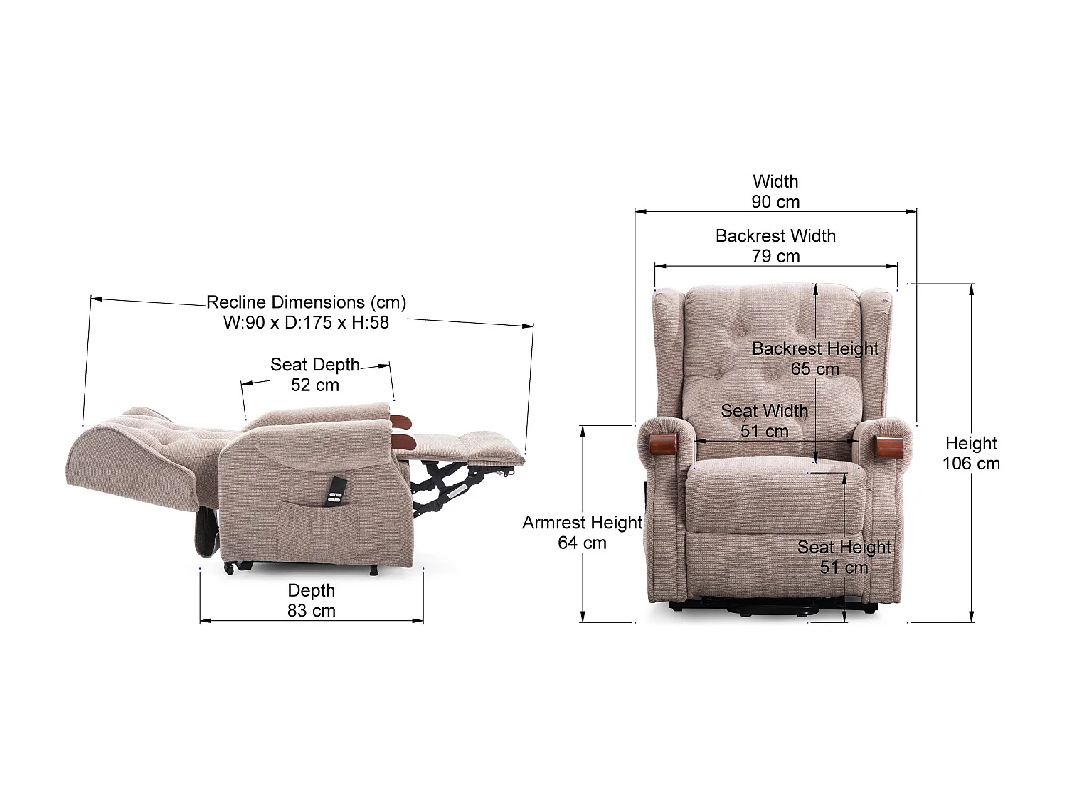 Harrogate Dual Motor Electric Rise Recliner Fabric Lift Riser Chair