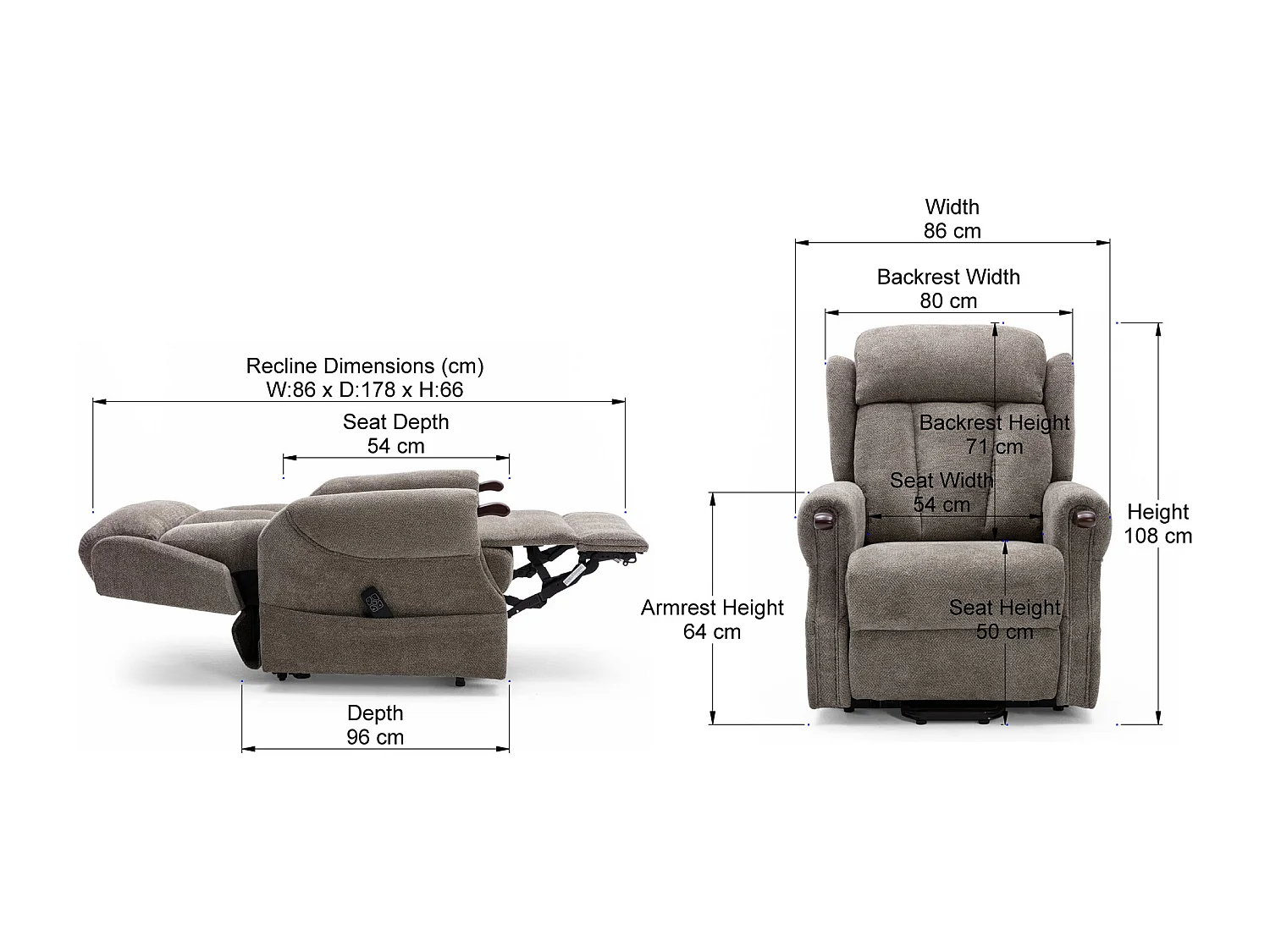 Halton Fabric Heavy Duty Dual Motor Rise Recliner Lift Mobility Chair